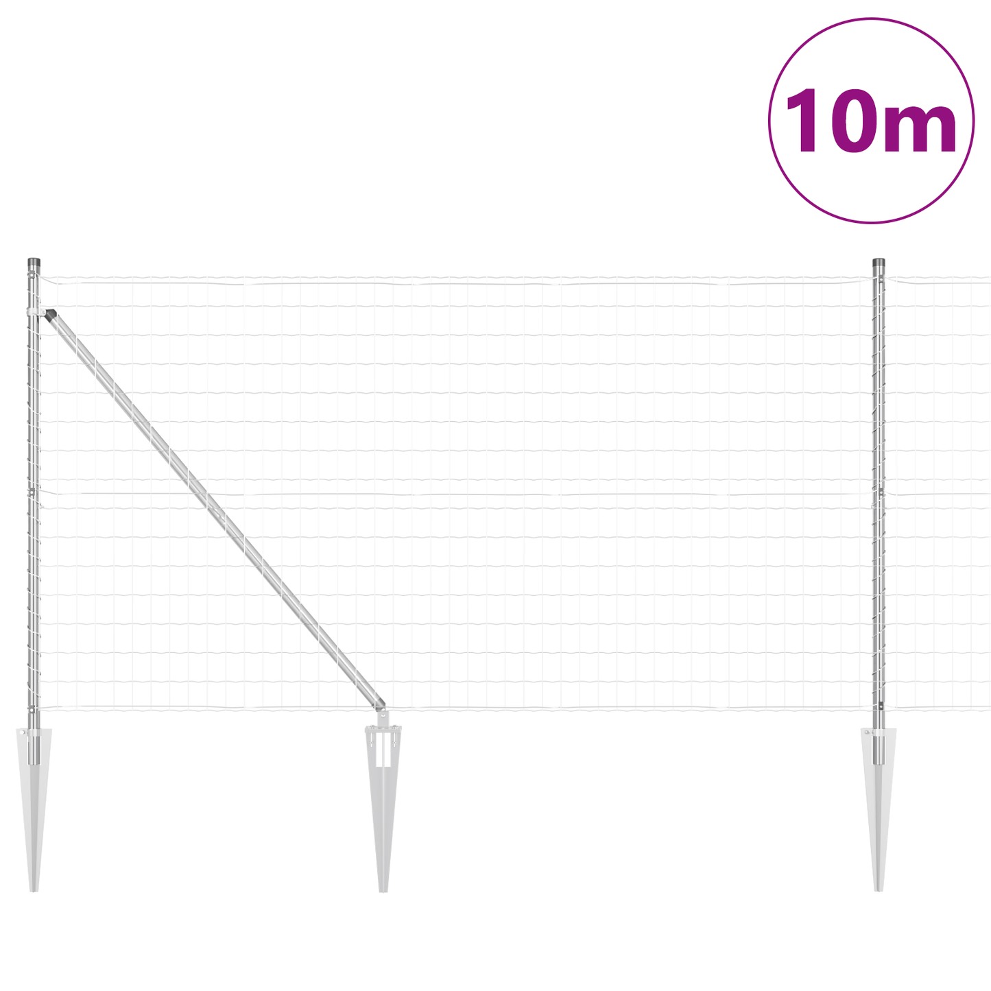 Gjerde med stolpe sølv 1 x 10 m Stål