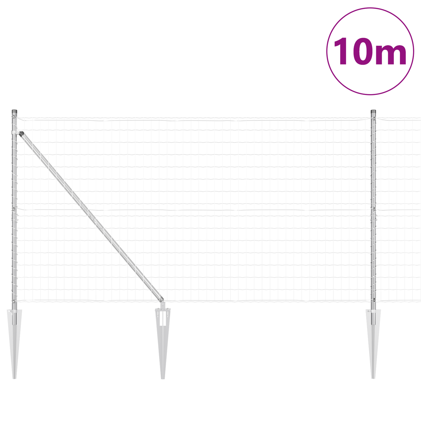 Gjerde med stolpe sølv 1,2 x 10 m Stål