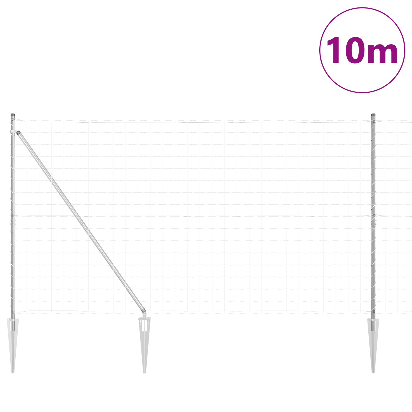 Gjerde med stolpe sølv 1,5 x 10 m Stål