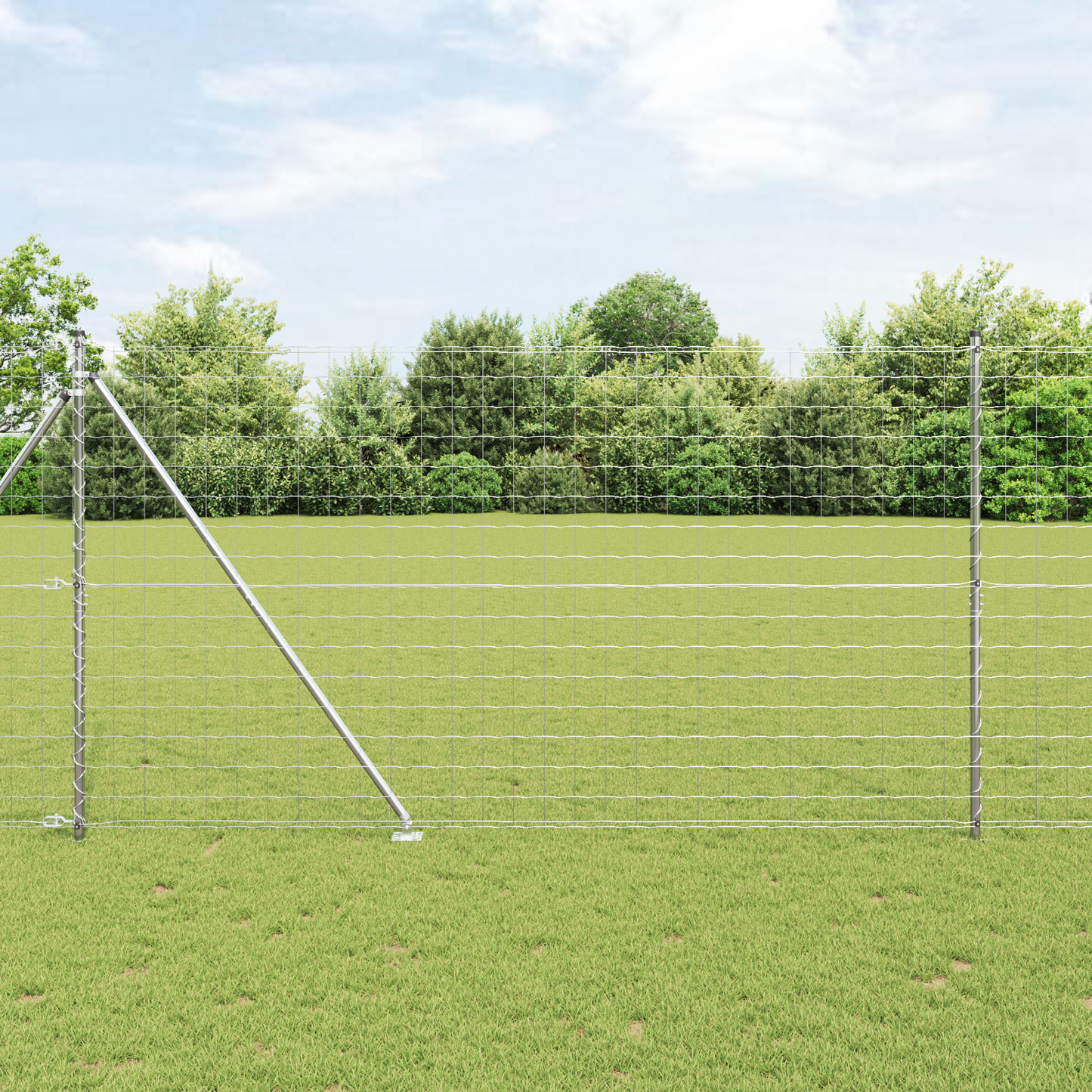 Gjerde med stolpe sølv 1,5 x 10 m Stål