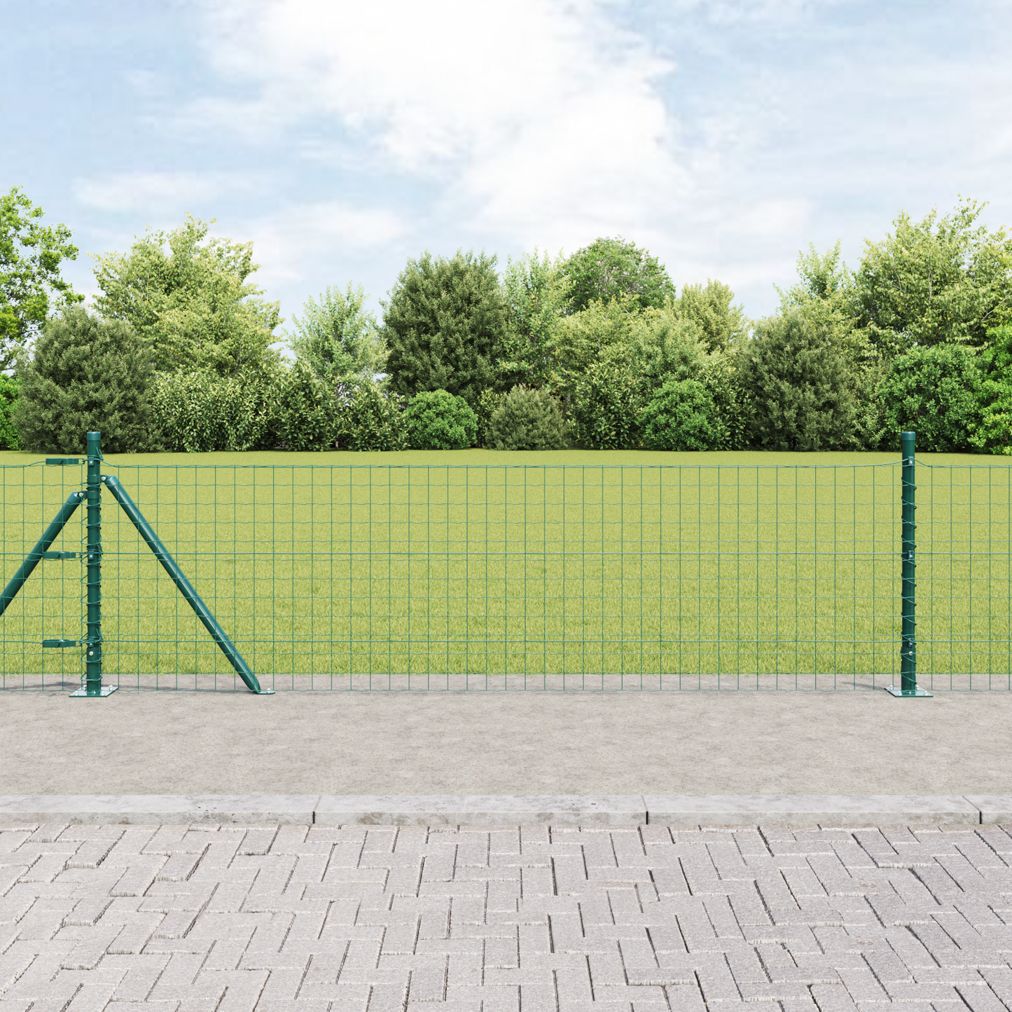 Eurogjerde med betongfundament 10 x 0,6 m PVC-belagt stål Grønn