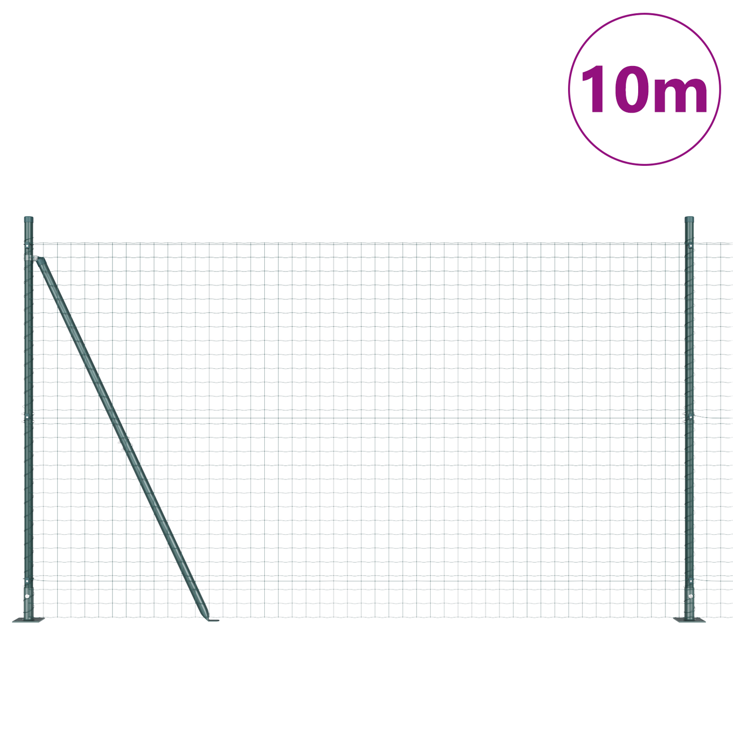Eurogjerde med betongfundament 10 x 1,5 m PVC-belagt stål Grønn