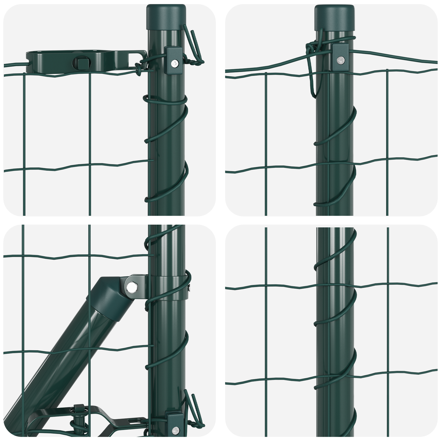 Gjerde med stolpe grønn 1 x 10 m Stål og PVC