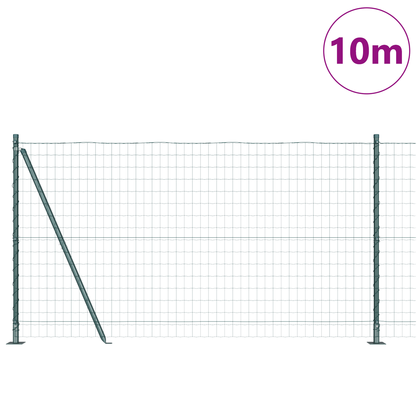 Eurogjerde med betongfundament 10 x 1,2 m PVC-belagt stål Grønn