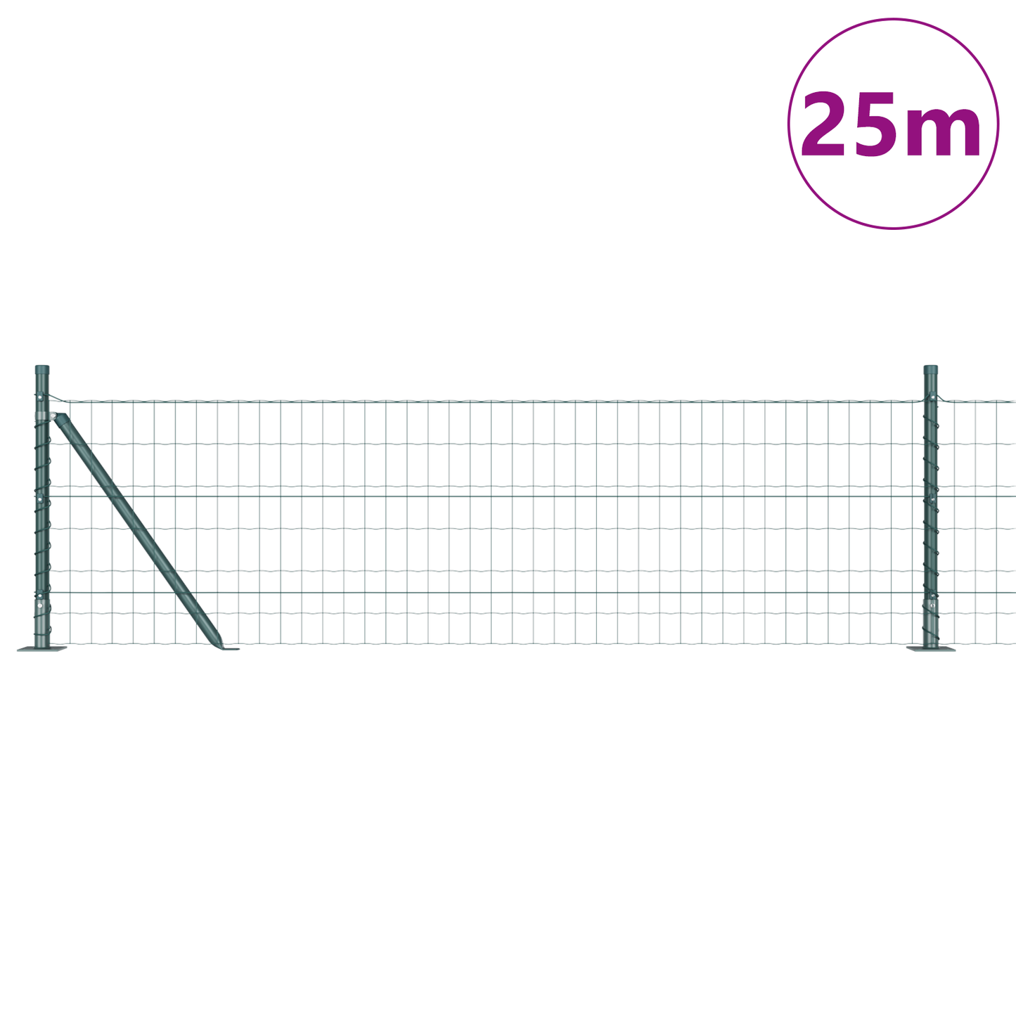 Gjerde med stolpe grønn 0,4 x 25 m Stål og PVC