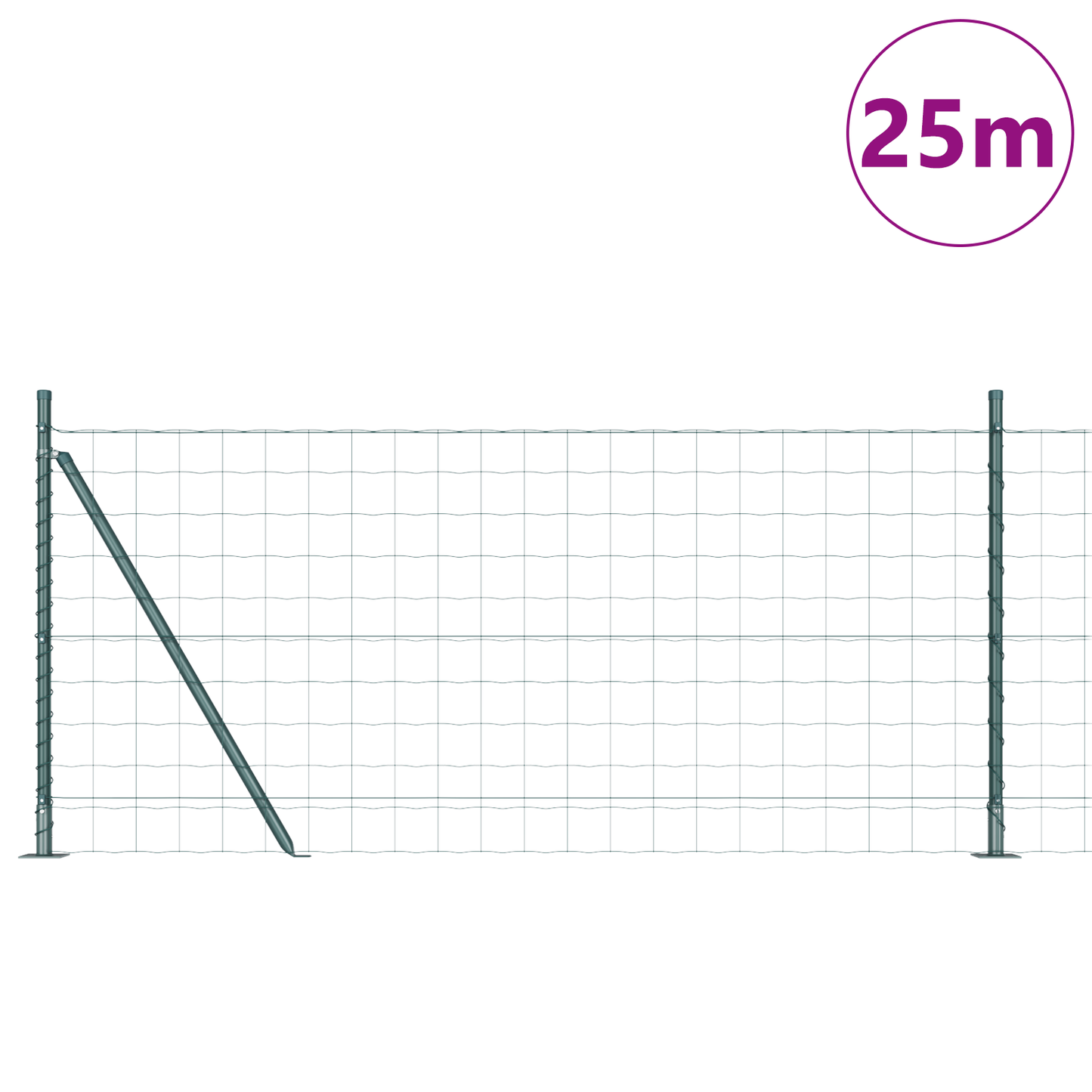 Gjerde med stolpe grønn 0,8 x 25 m Stål