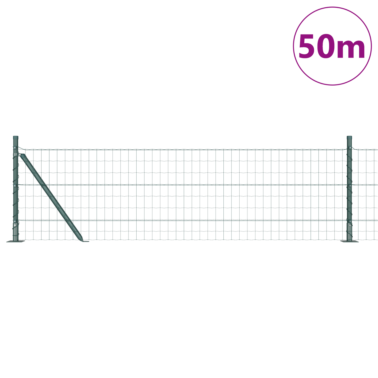 Gjerde med stolpe grønn 0,4 x 50 m Stål og PVC