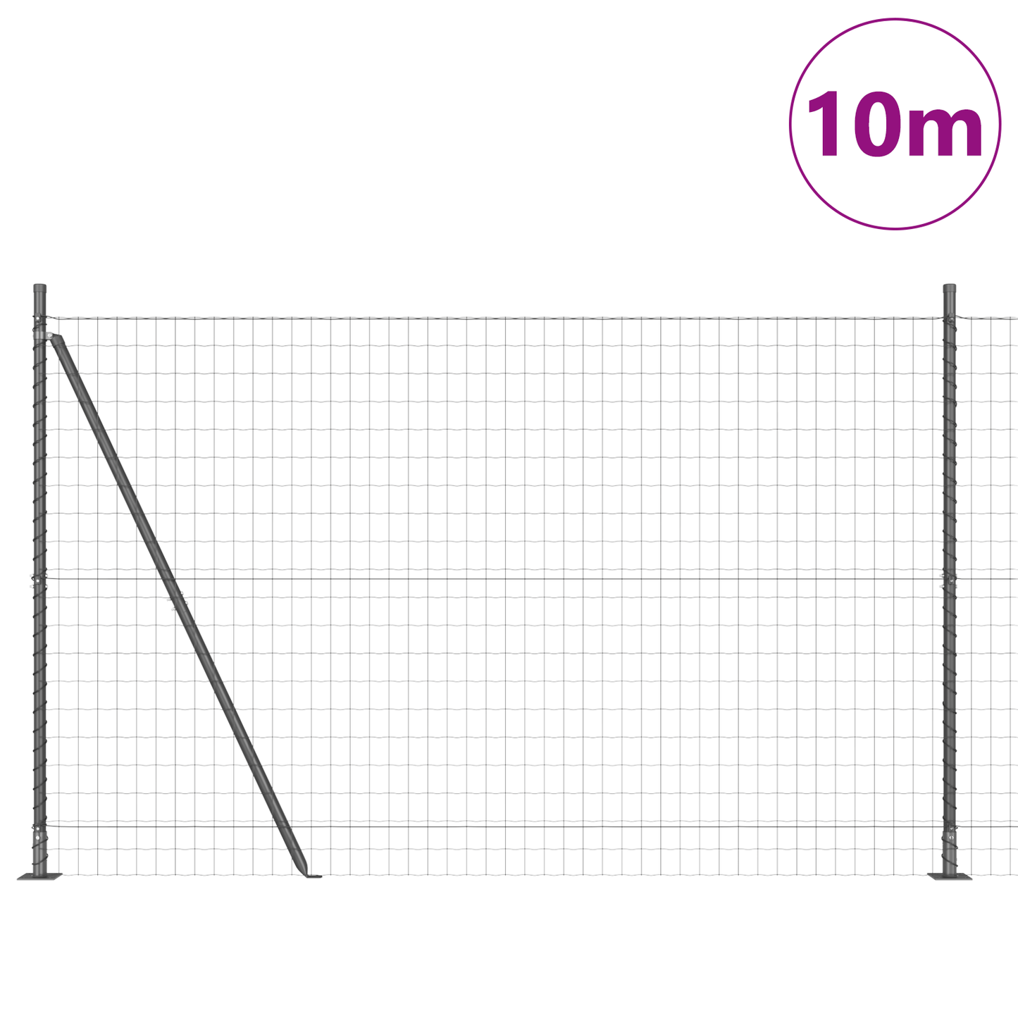 Eurogjerde med betongfundament 10 x 1,5 m PVC-belagt stål Grå