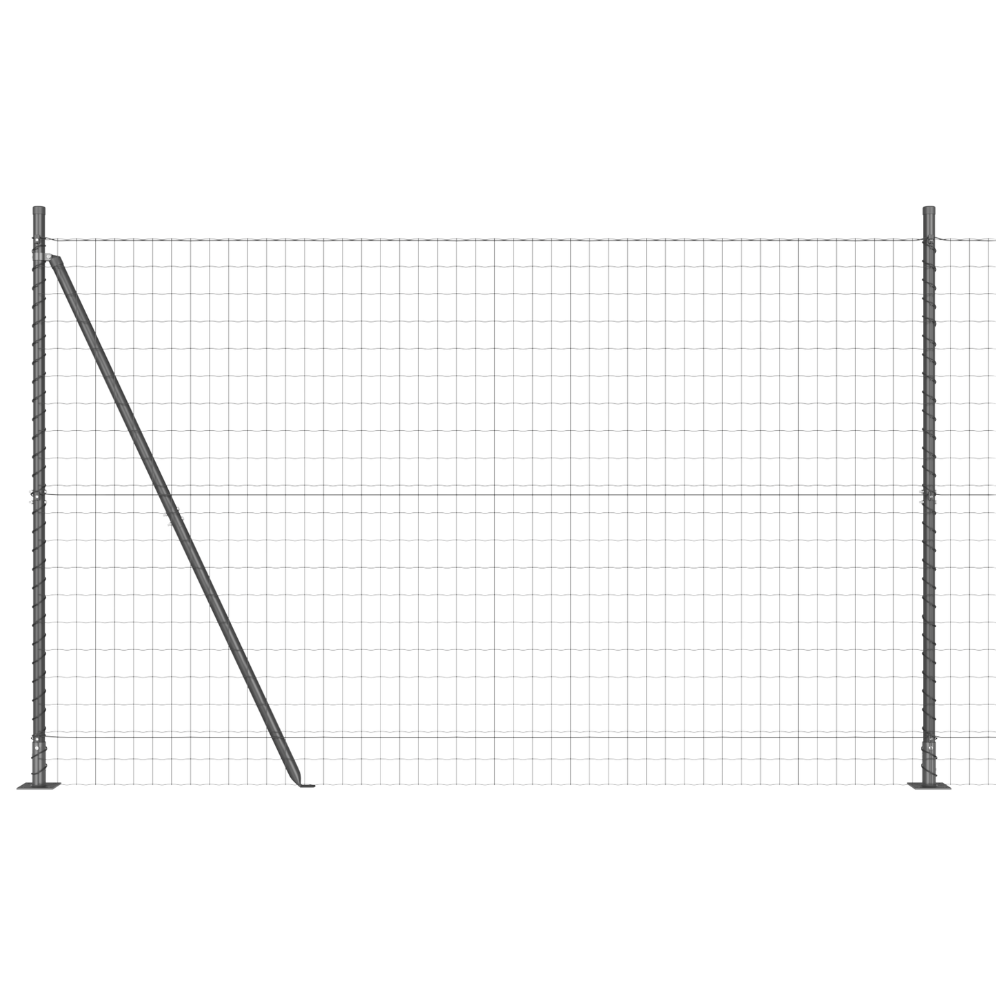 Eurogjerde med betongfundament 10 x 1,5 m PVC-belagt stål Grå