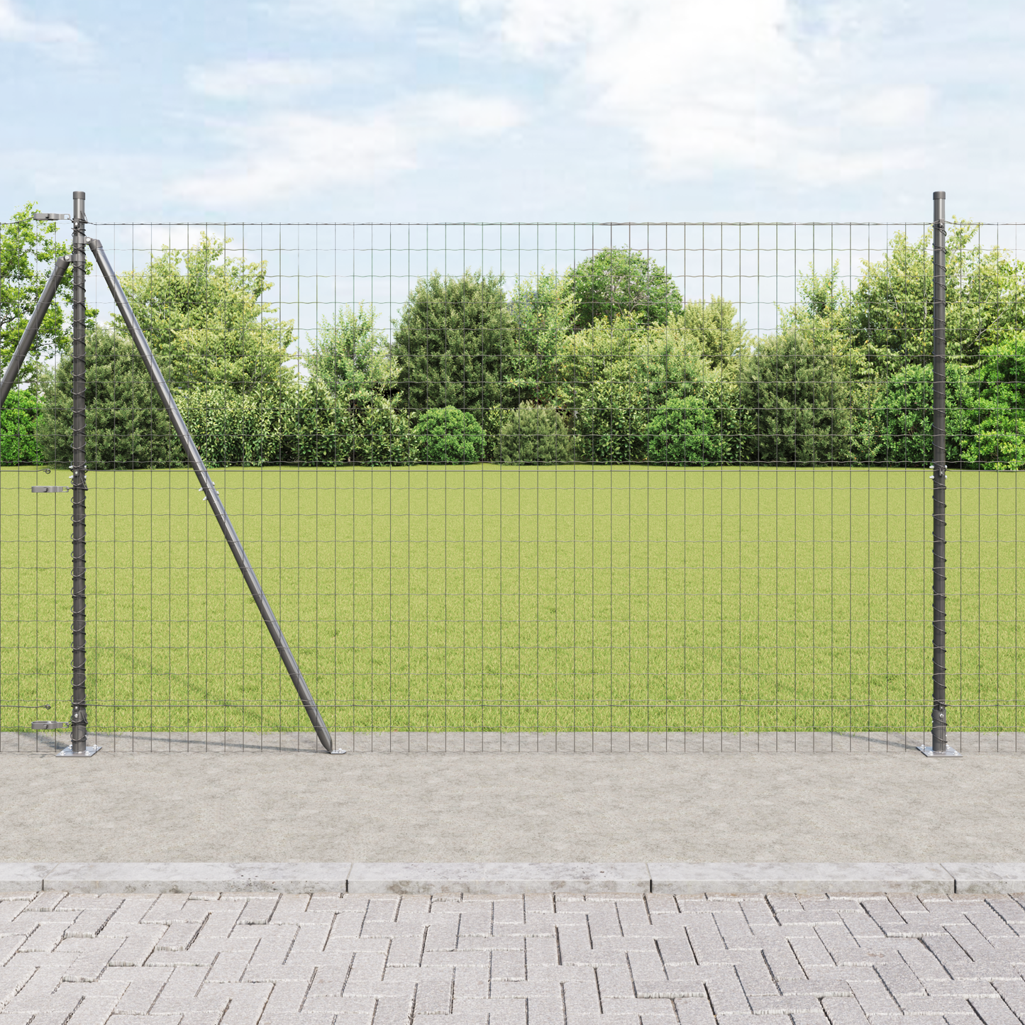 Eurogjerde med betongfundament 10 x 1,5 m PVC-belagt stål Grå