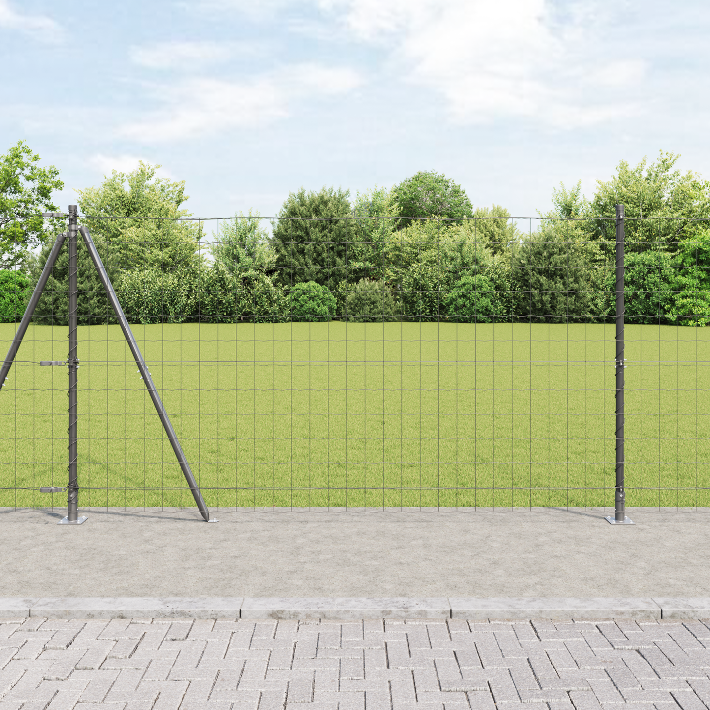 Gjerde med stolpe Grå 1,2 x 10 m Stål og PVC
