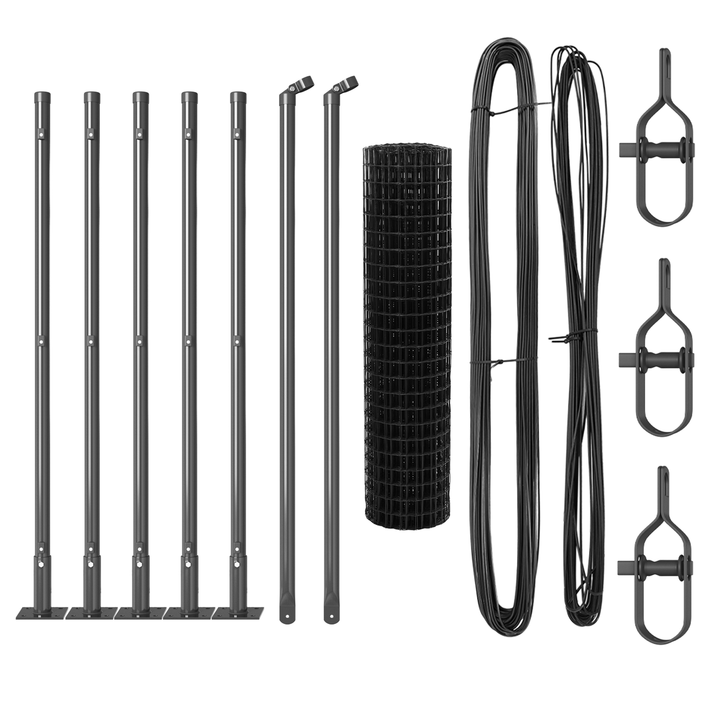 Gjerde med stolpe Grå 0,4 x 10 m Stål og PVC