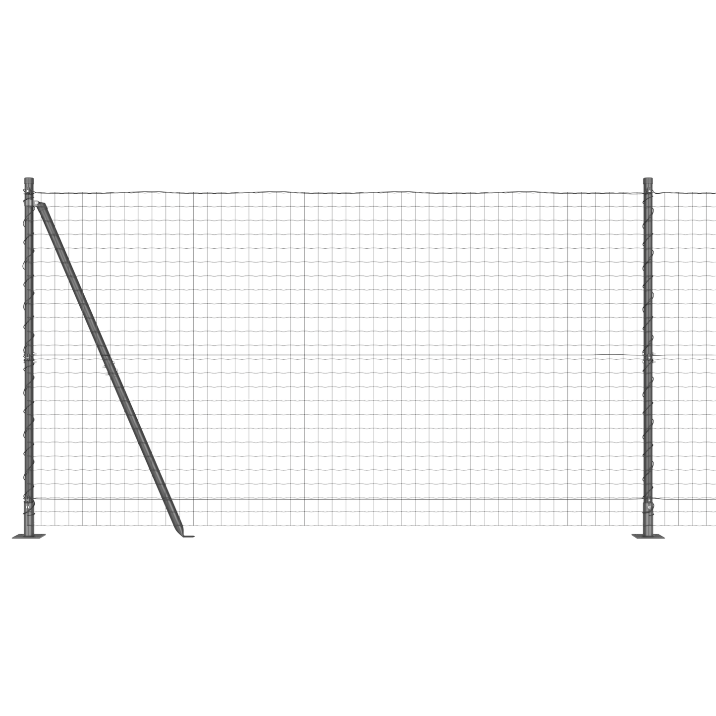 Eurogjerde med betongfundament 25 x 1,2 m PVC-belagt stål Grå