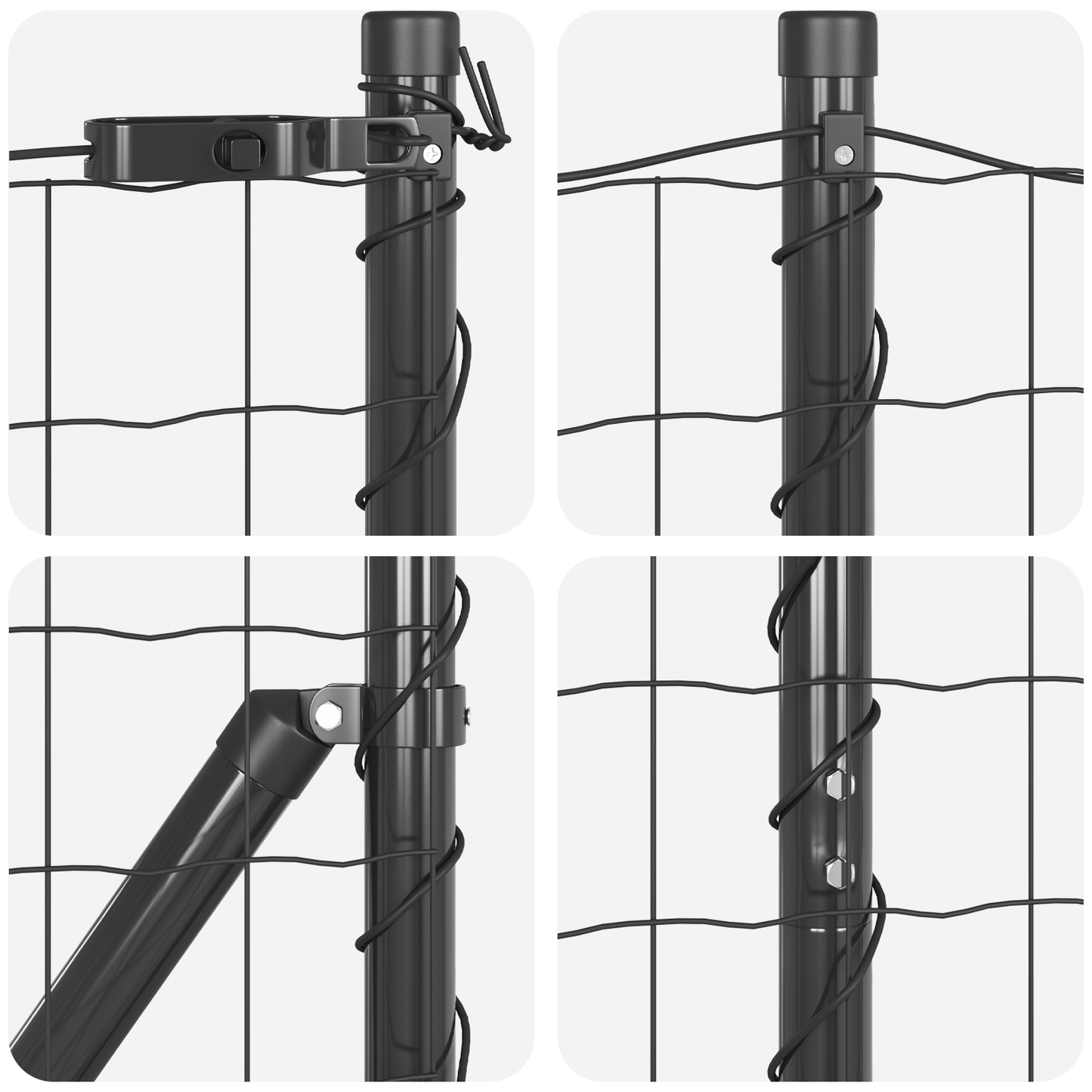 Gjerde med stolpe Grå 1,4 x 10 m Stål og PVC