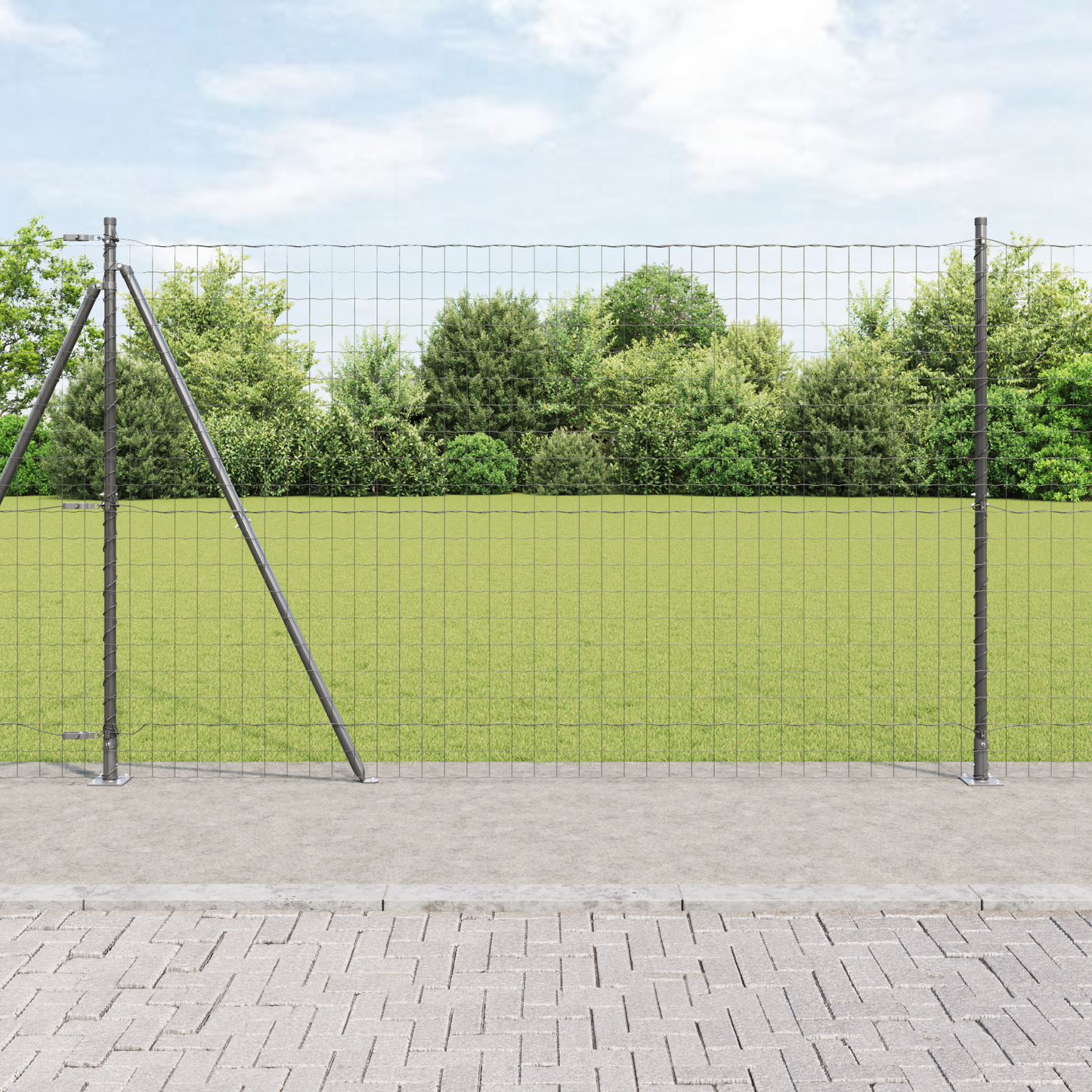 Gjerde med stolpe Grå 1,4 x 10 m Stål og PVC