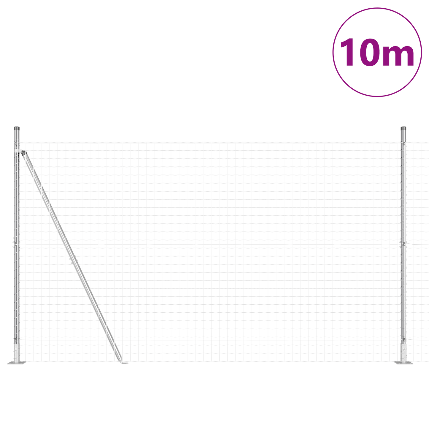 Gjerde med stolpe sølv 1,5 x 10 m Stål