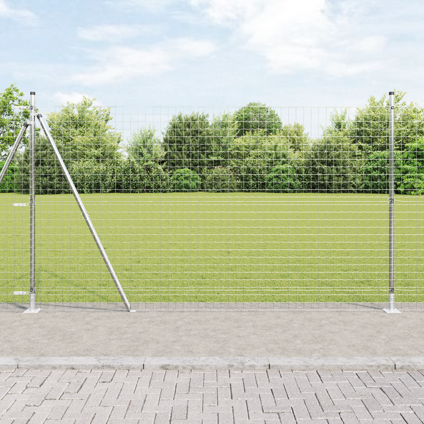 Gjerde med stolpe sølv 1,5 x 10 m Stål