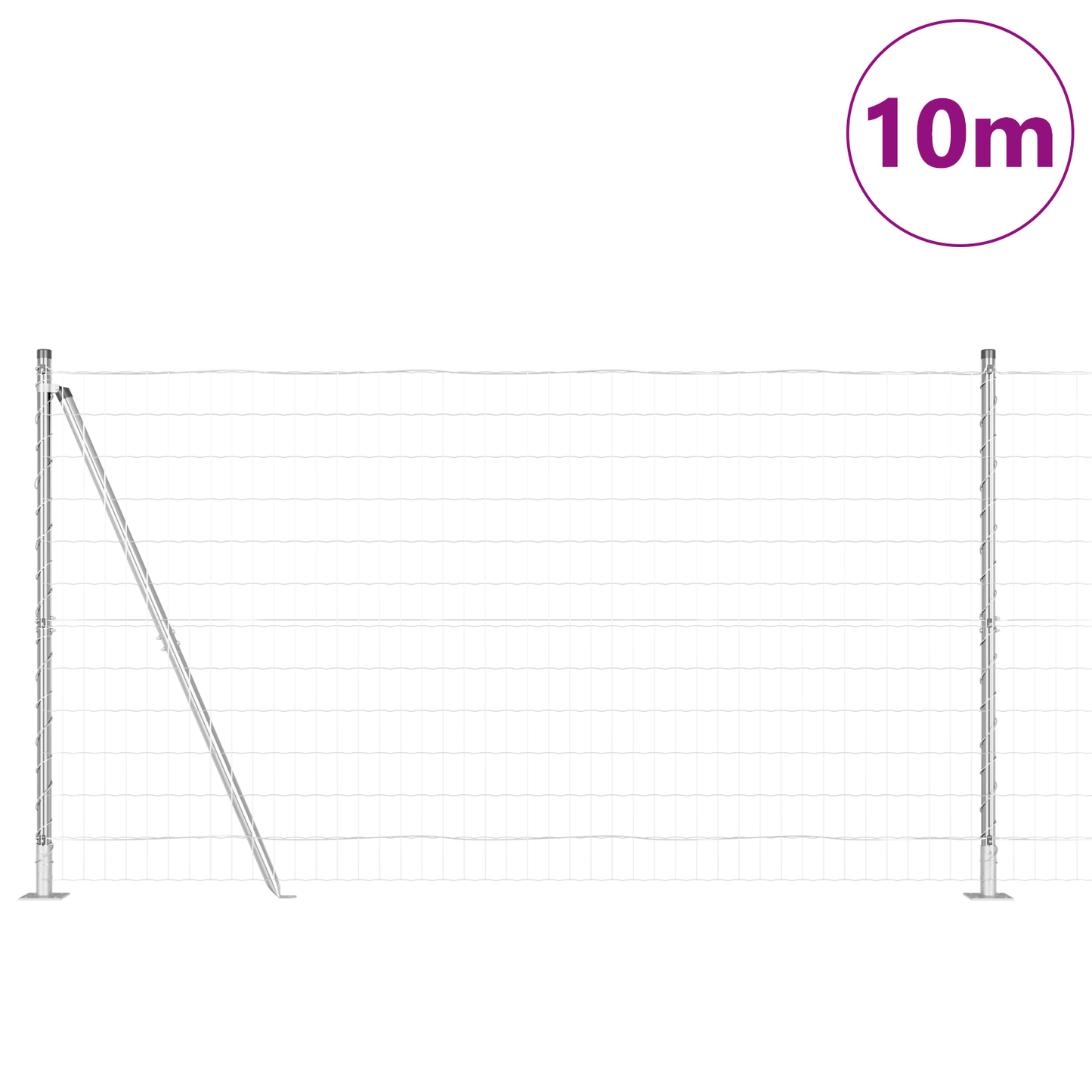 Gjerde med stolpe sølv 1,2 x 10 m Stål