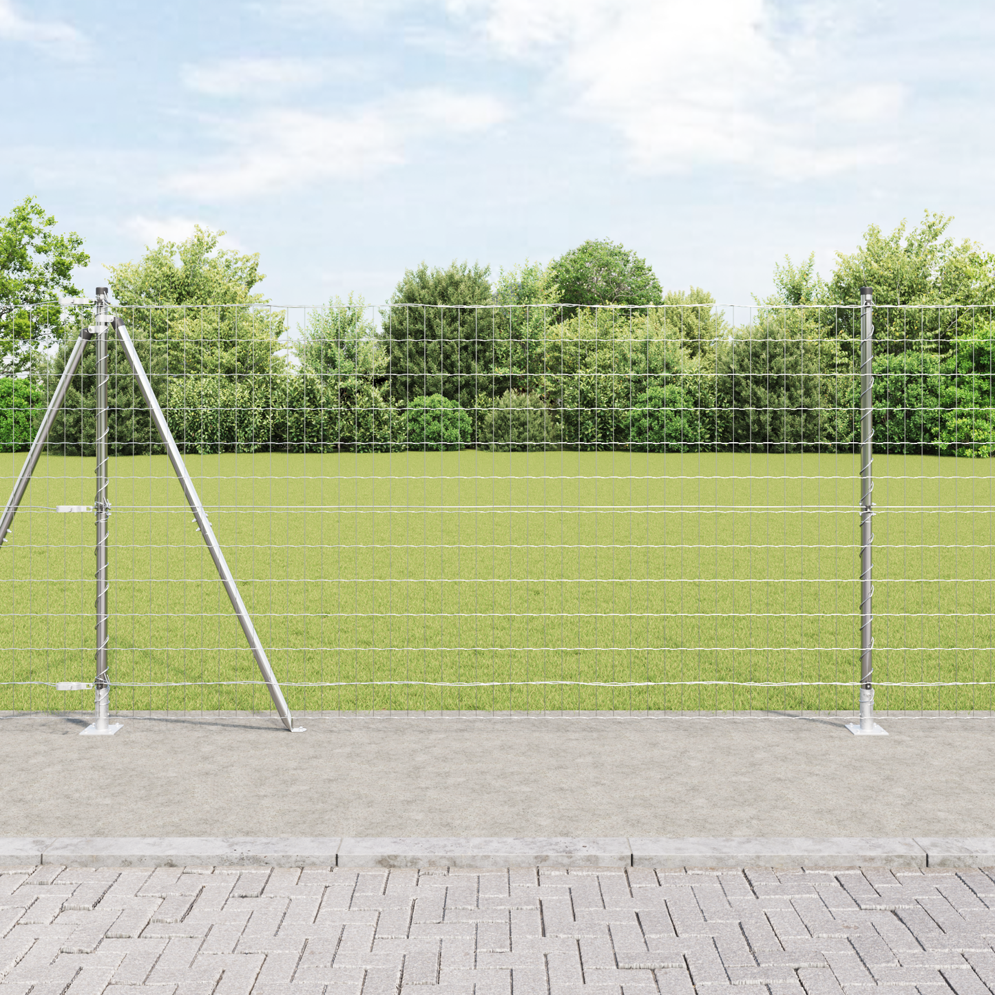 Gjerde med stolpe sølv 1,2 x 10 m Stål