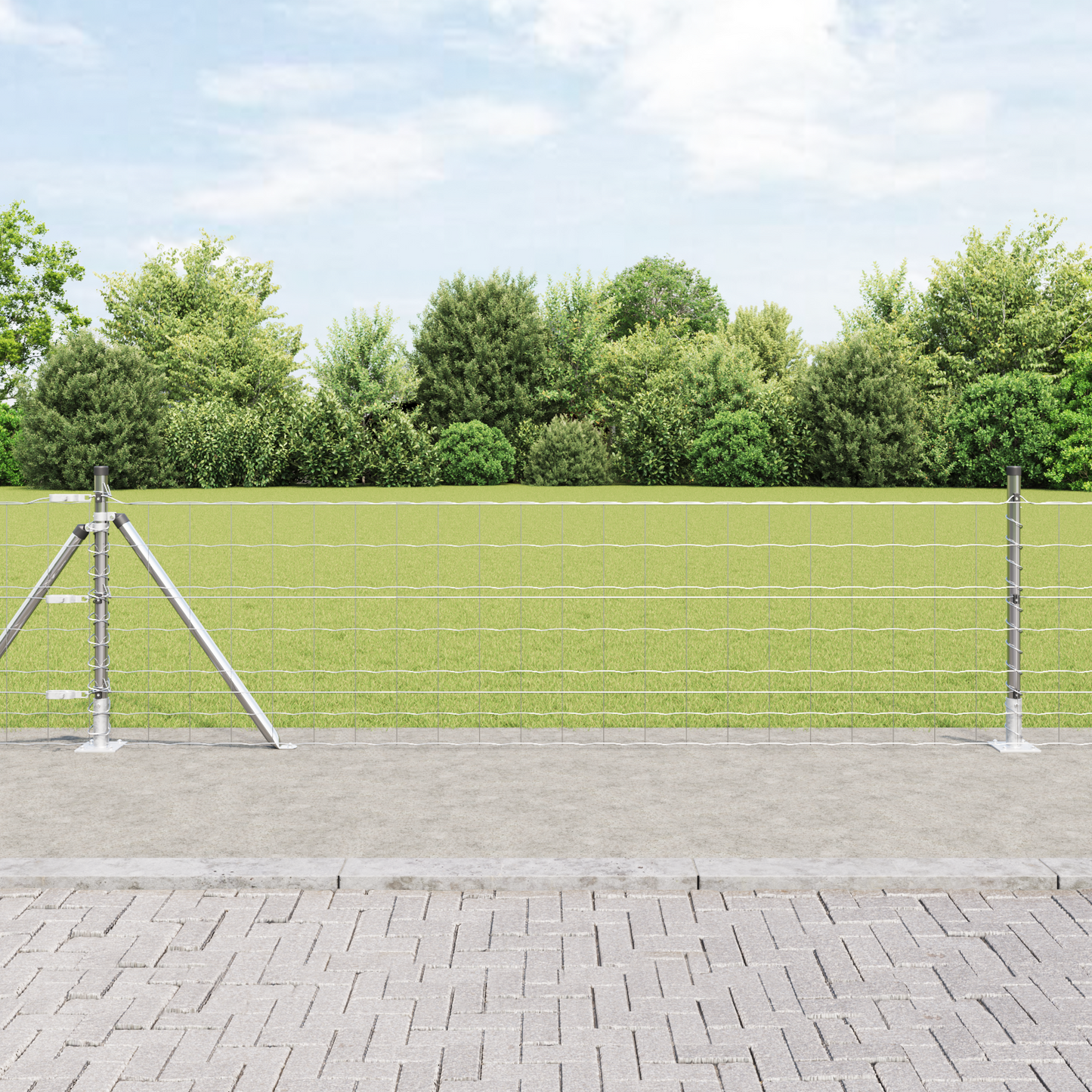 Gjerde med stolpe sølv 0,6 x 25 m Stål
