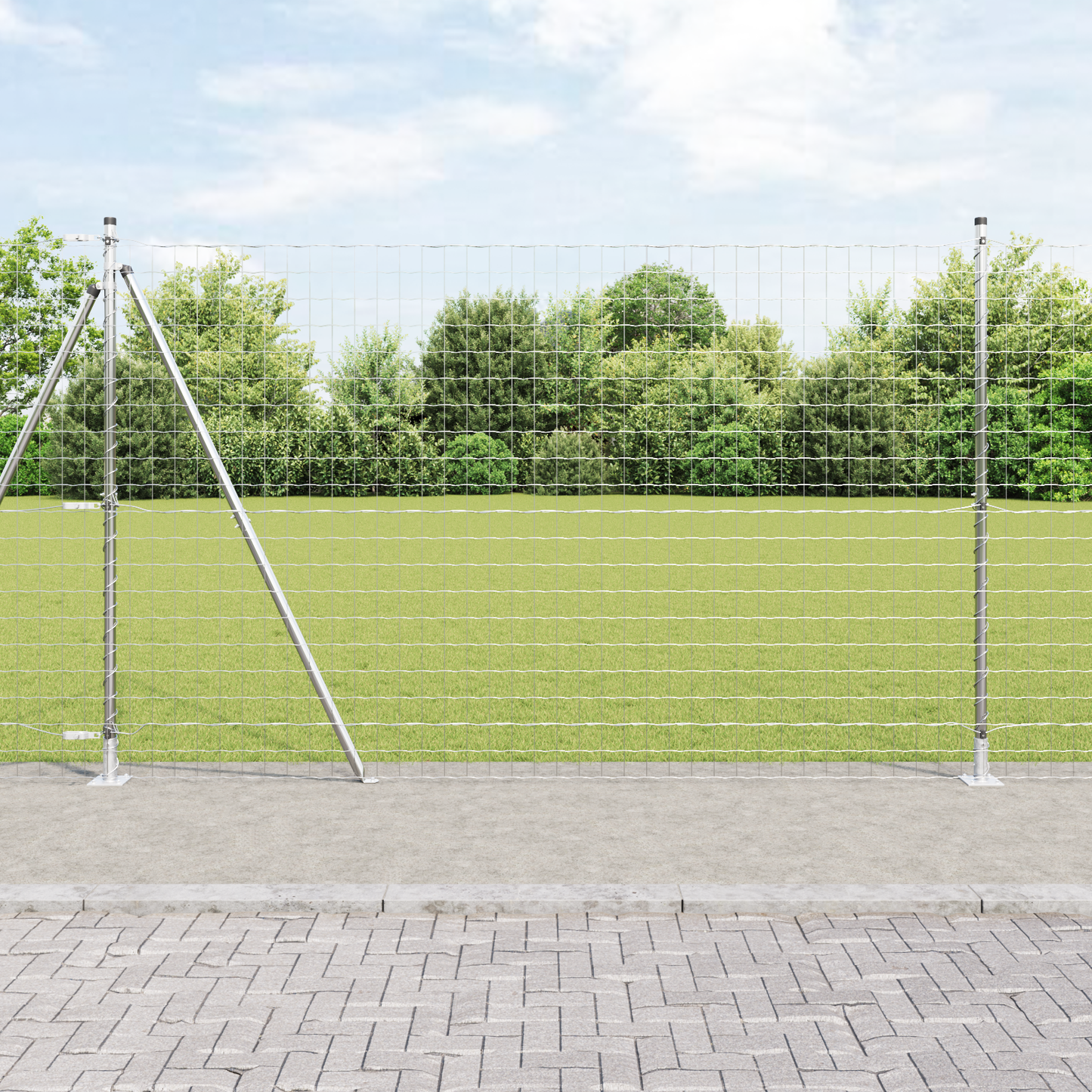 Gjerde med stolpe sølv 1,6 x 10 m Stål