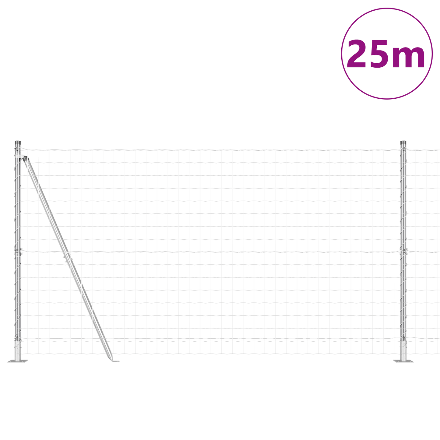 Gjerde med stolpe sølv 1,2 x 25 m Stål