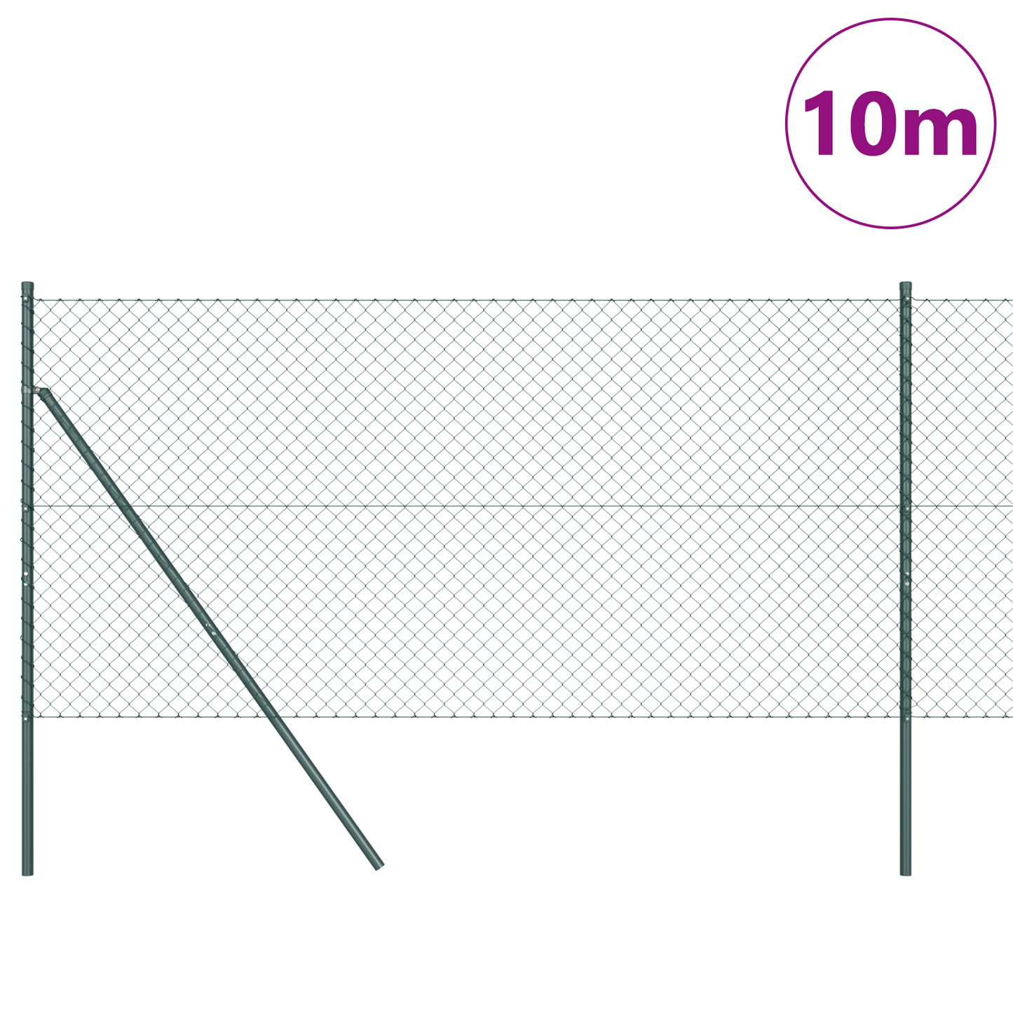 Kjedegrindstøtte 10 x 1,2 m PVC-belagt stål Grønn Mesh