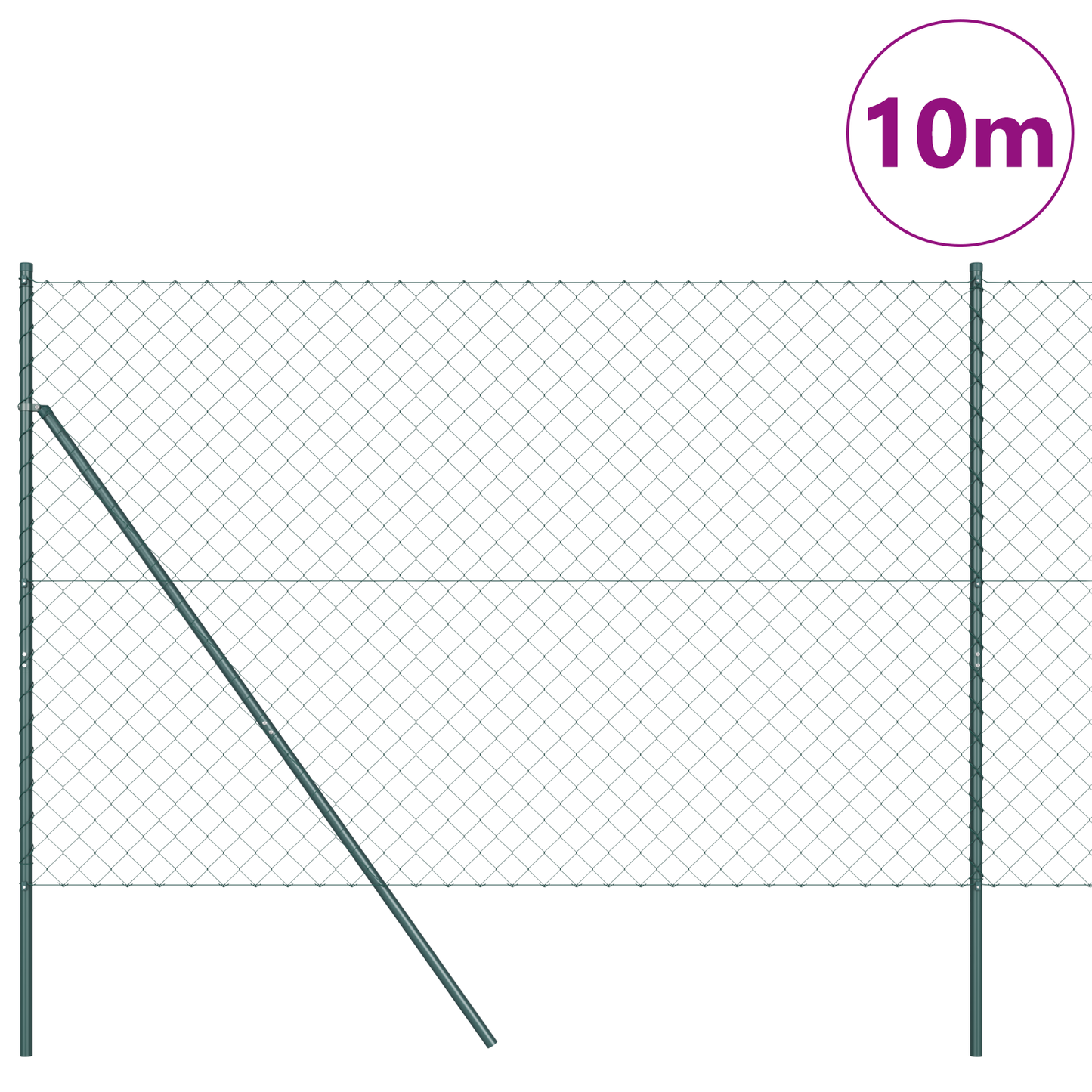 Gjerdepåle grønn 10 x 1,6 m (60 x 60 mm nett) Stål og PVC