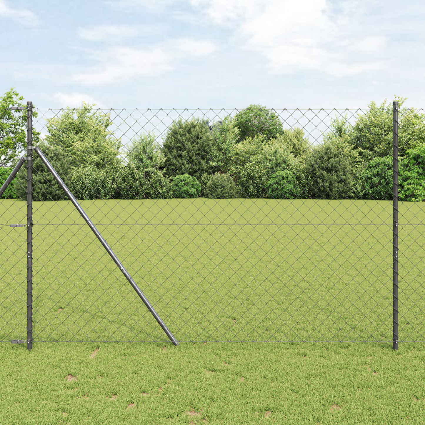 Kjedegrindstøtte 10 x 1,5 m PVC-belagt stål Grå Mesh