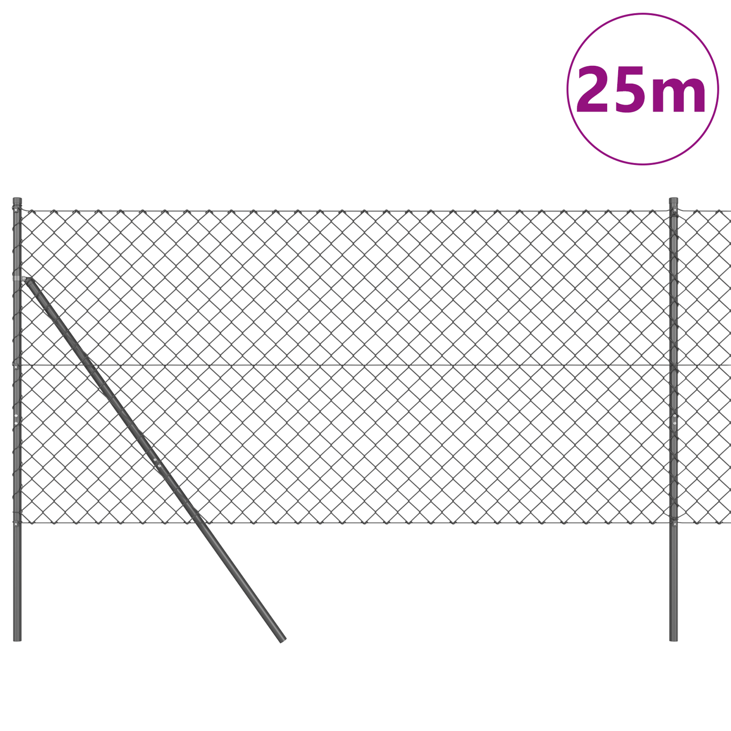 Gjerdepåle Grå 25 x 1,4 m (60 x 60 mm mesh) Stål og PVC
