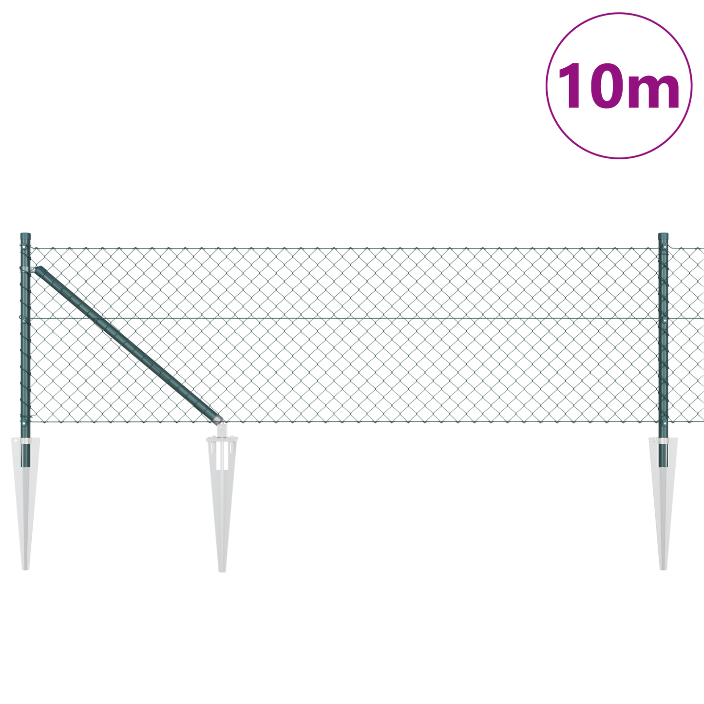 Gjerdepåle grønn 10 x 0,8 m (40 x 40 mm mesh) Stål og PVC