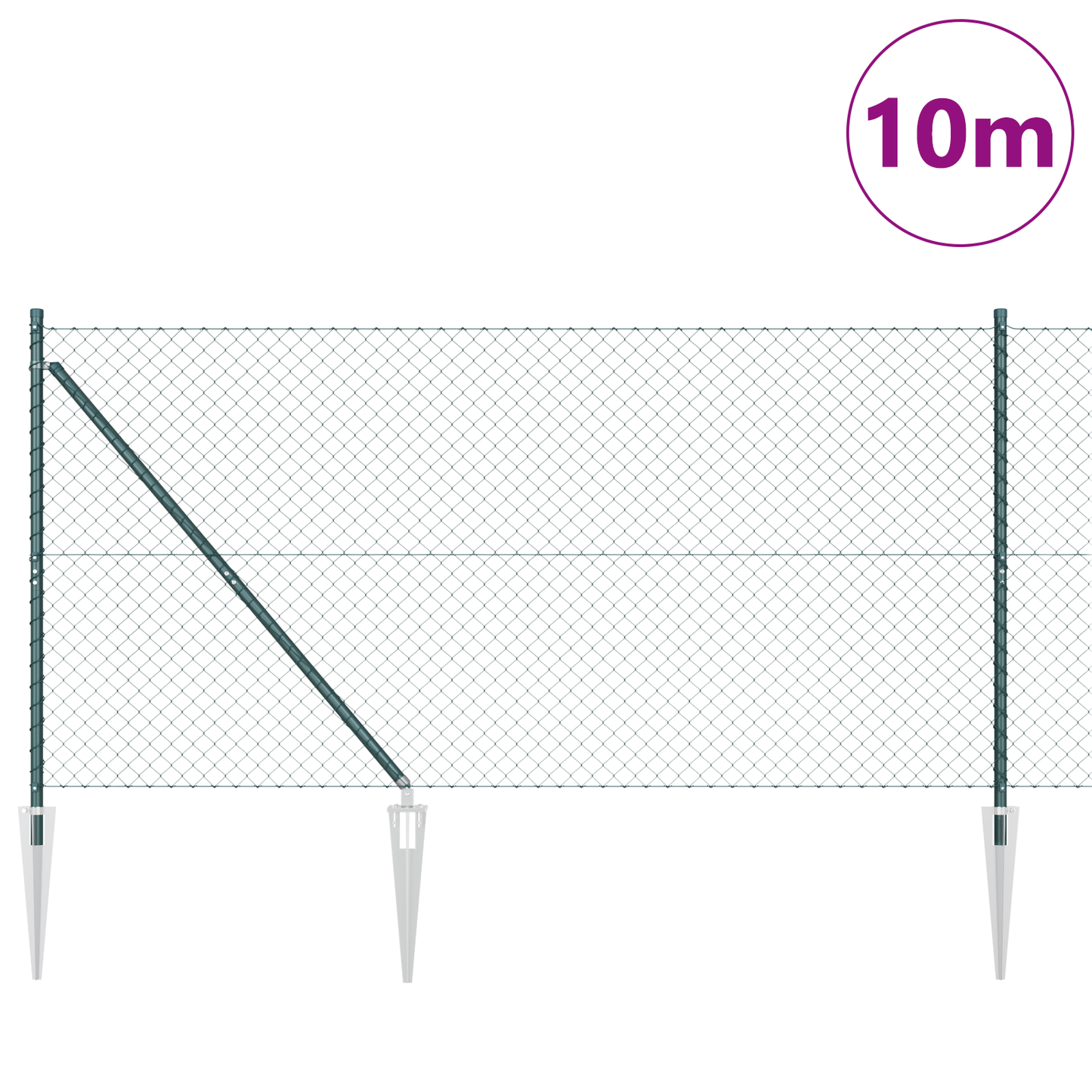 Gjerdepåle grønn 10 x 1,4 m (60 x 60 mm nett) Stål og PVC