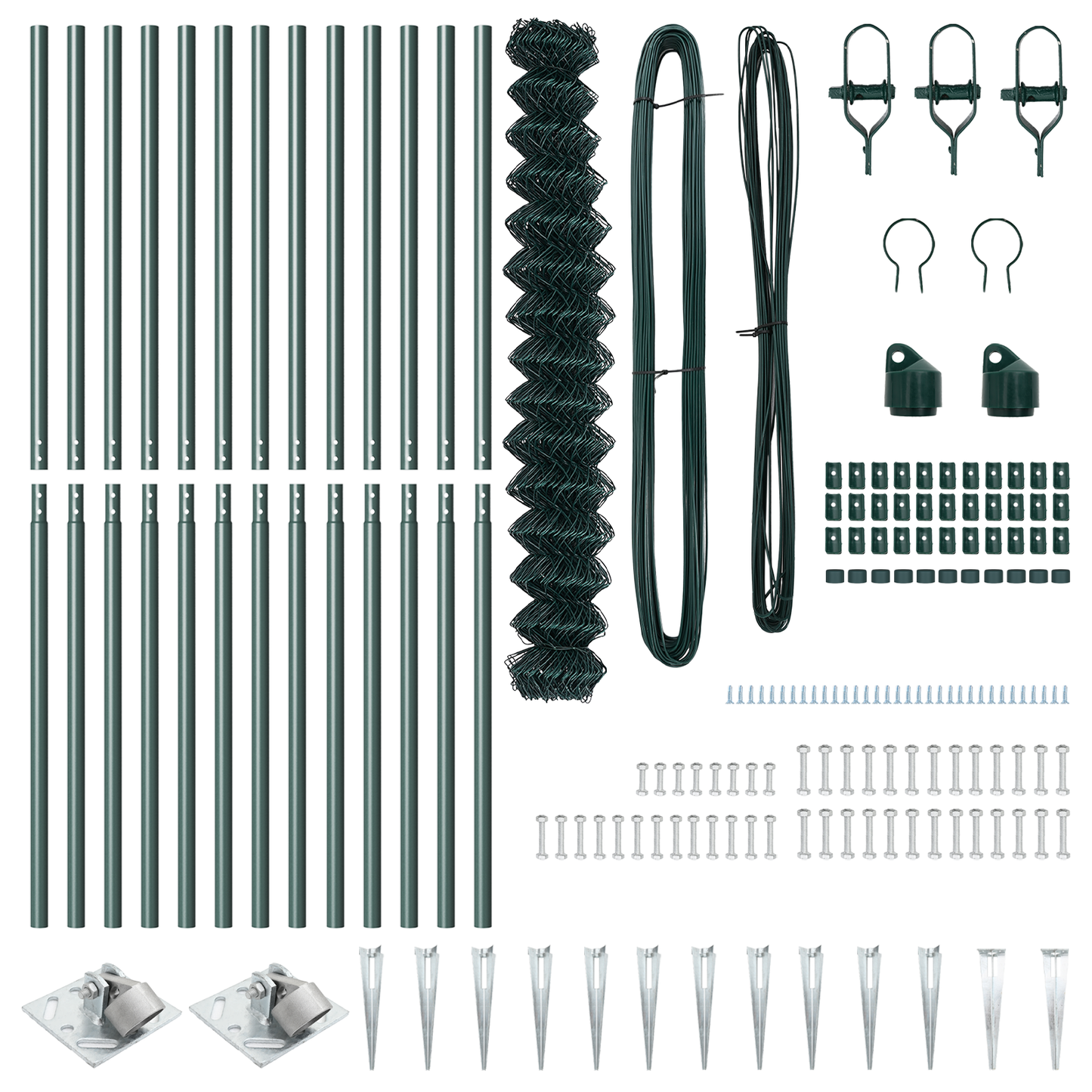 Kjedefence med topper 25 x 1,6 m PVC-belagt stål Grønn Mesh