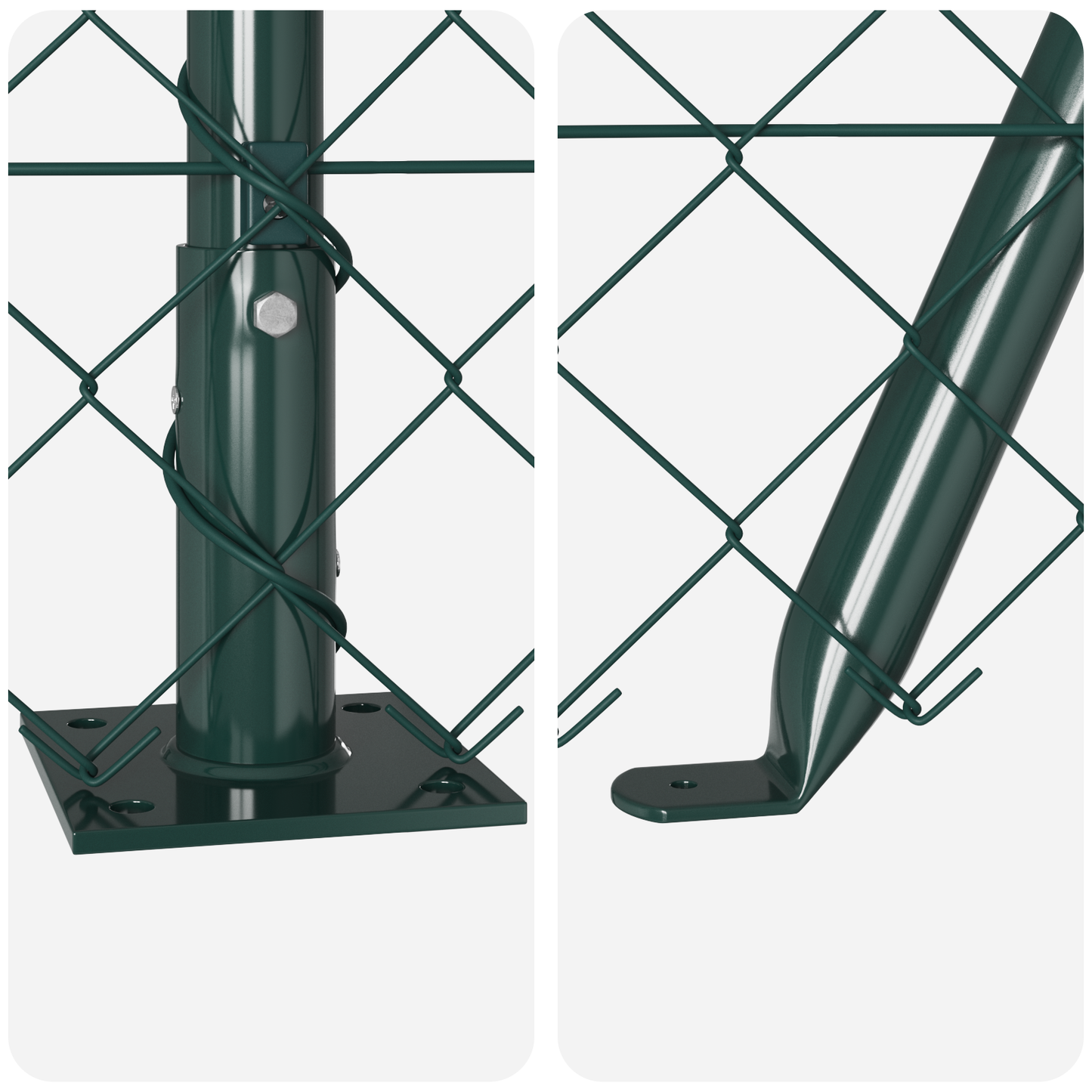 Kjedegjerde med betongbase 10 x 1 m PVC-belagt stål Grønn Mesh
