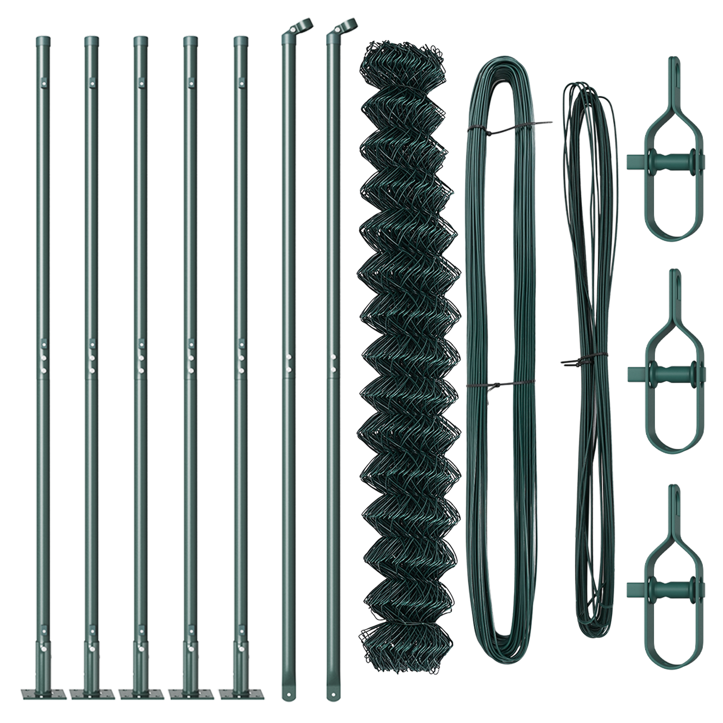 Kjedegjerde med betongbase 10 x 1,6 m PVC-belagt stål Grønn
