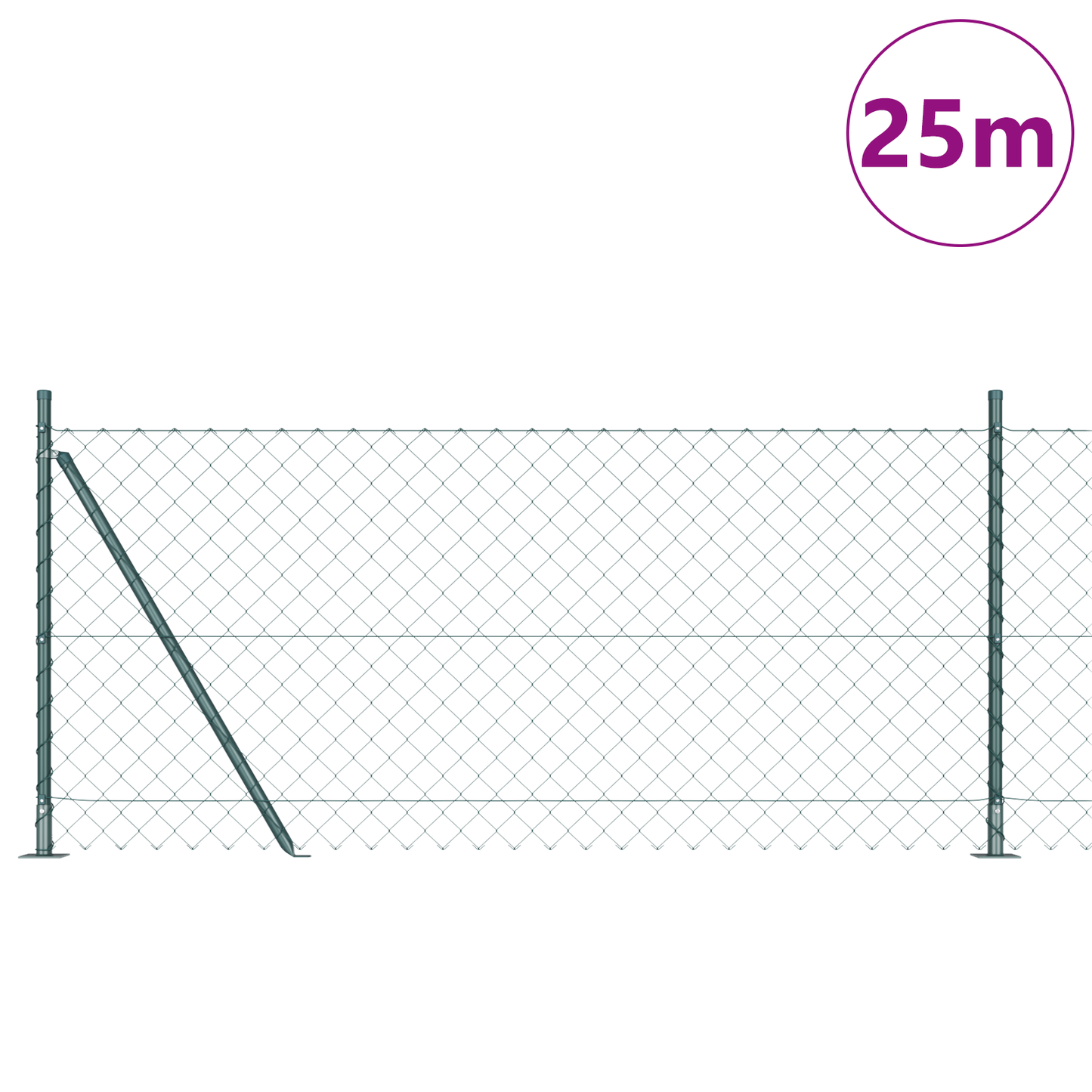 Kjedegjerde med betongbase 25 x 0,8 m PVC-belagt stål Grønn