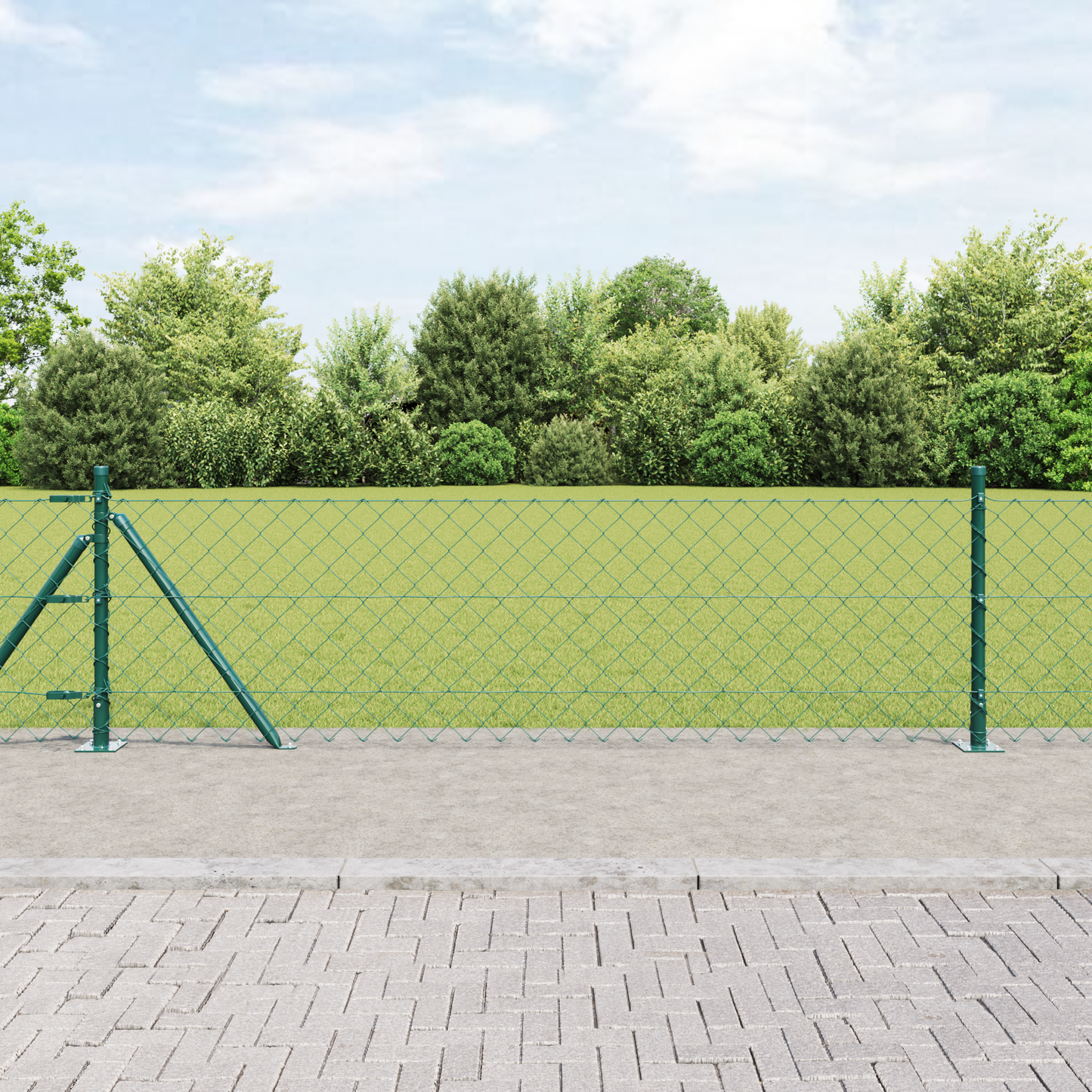 Kjedegjerde med betongbase 25 x 0,4 m PVC-belagt stål Grønn