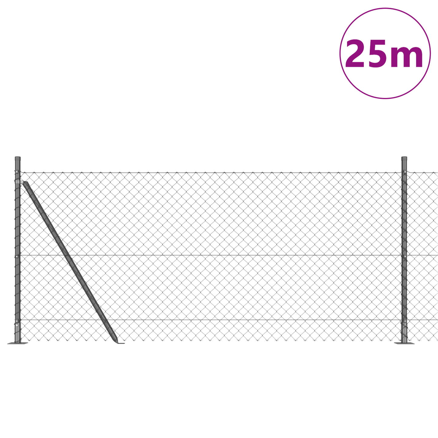 Gjerdepåle Grå 25 x 0,8 m (40 x 40 mm mesh) Stål og PVC