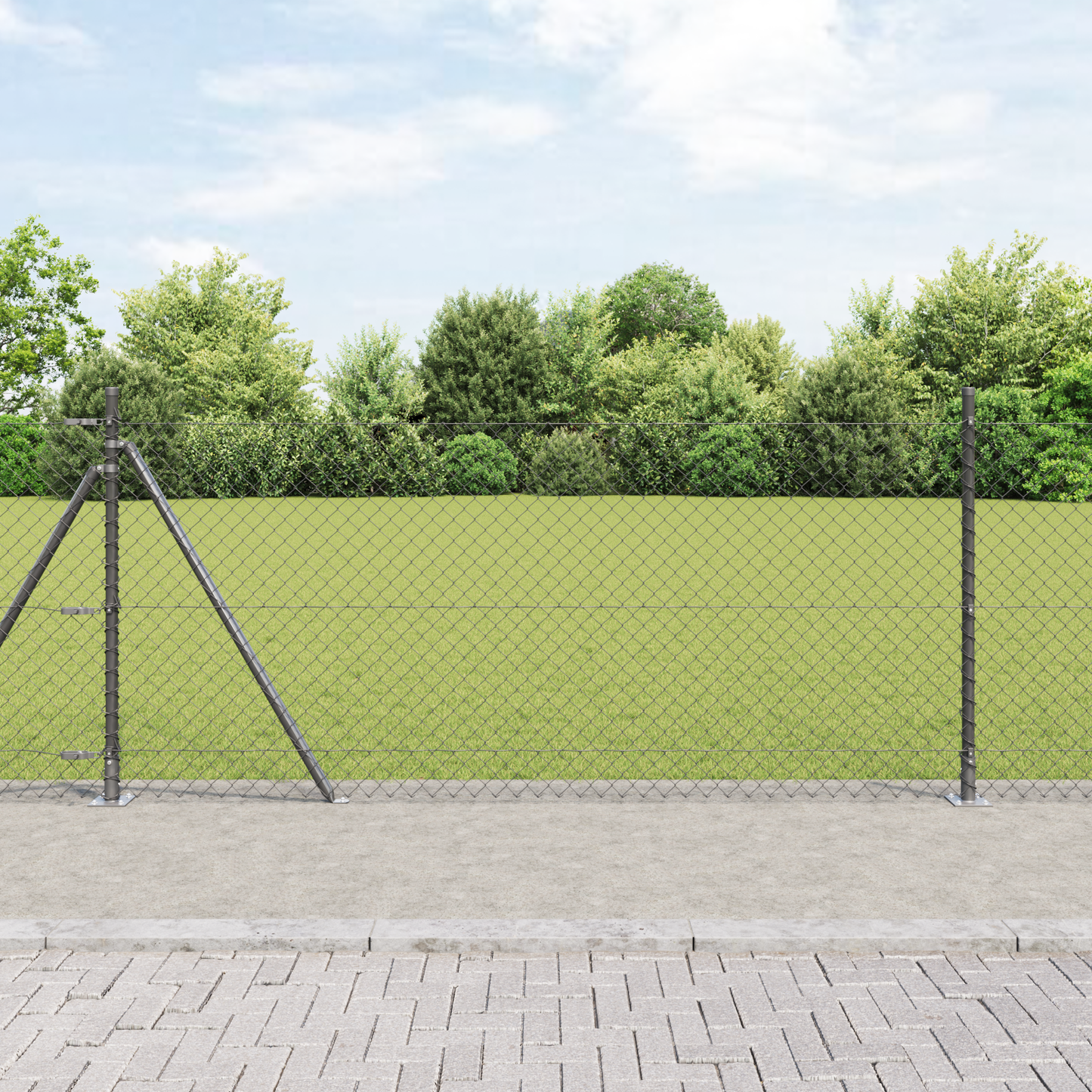 Gjerdepåle Grå 25 x 1 m (40 x 40 mm maske) Stål og PVC