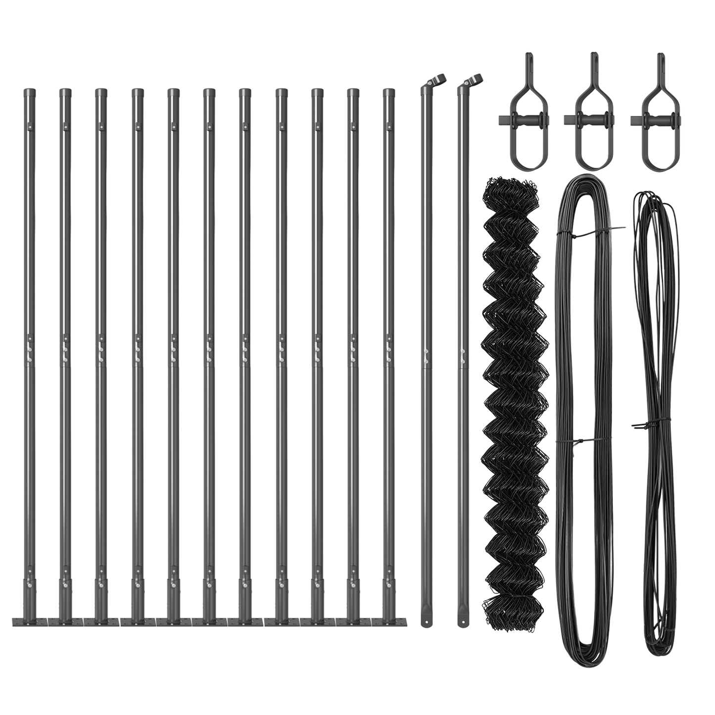 Kjedegjerde med betongbase 25 x 1,6 m PVC-belagt stål Grå Mesh