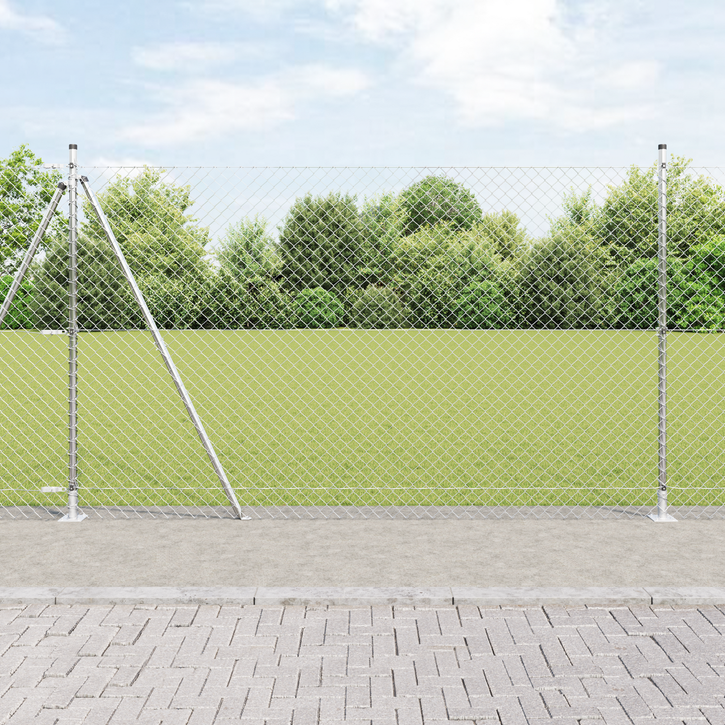 Utendørs Kjedefence med Betongbase 10 x 1,6 m Galvanisert stål