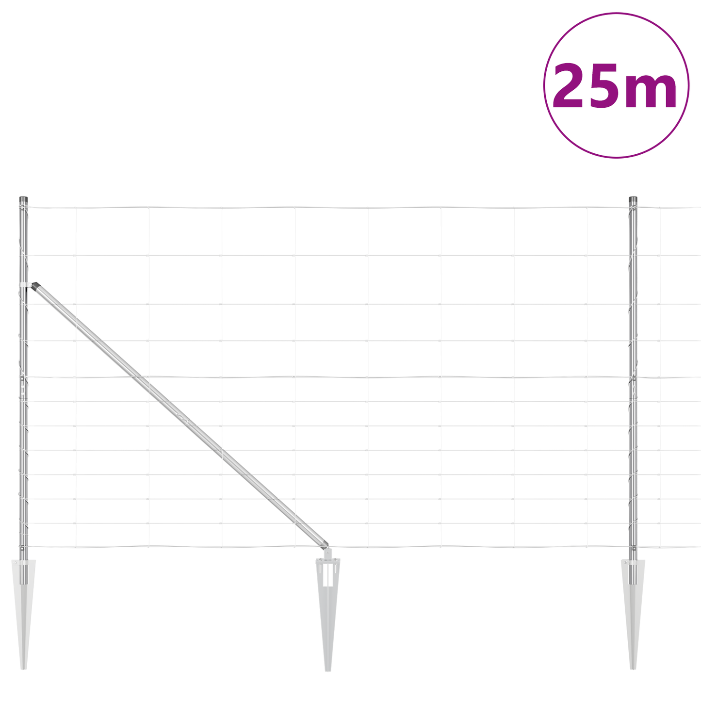 Svweiende trådgjerde med spisser 25 x 1,4 m Galvanisert stål