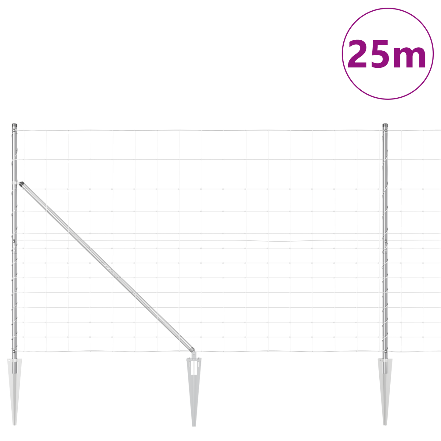 Svweiende trådgjerde med spisser 25 x 1,5 m Galvanisert stål