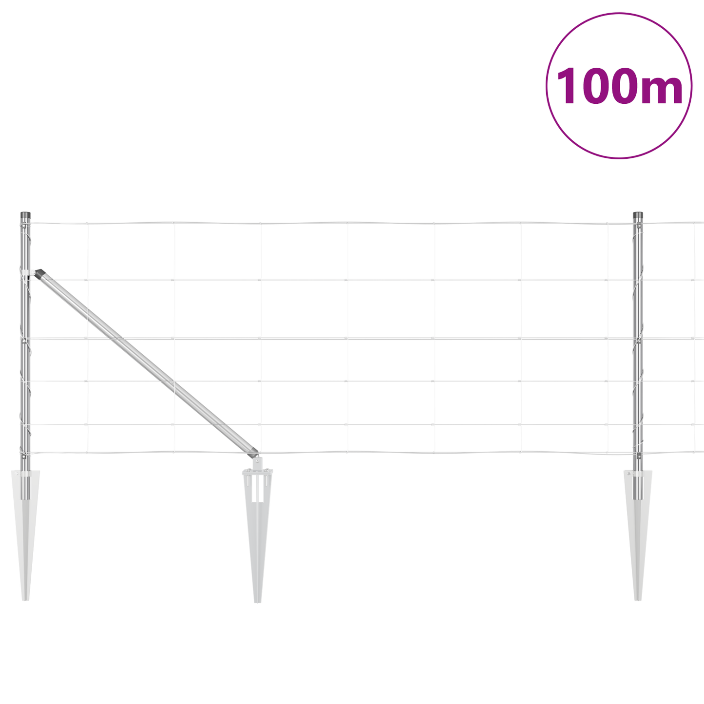 Svweiende trådgjerde med spisser 100 x 0,8 m Galvanisert stål