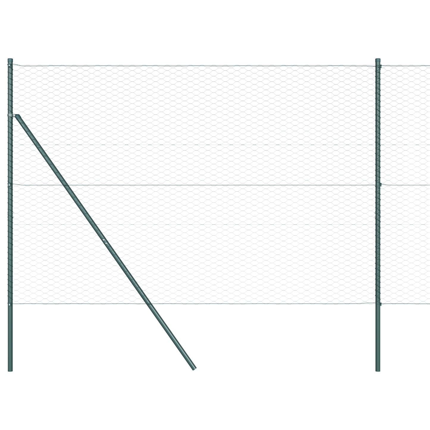 Sekskantet gjerde grunstift 10 x 1,5 m PVC-belagt stål Grønn