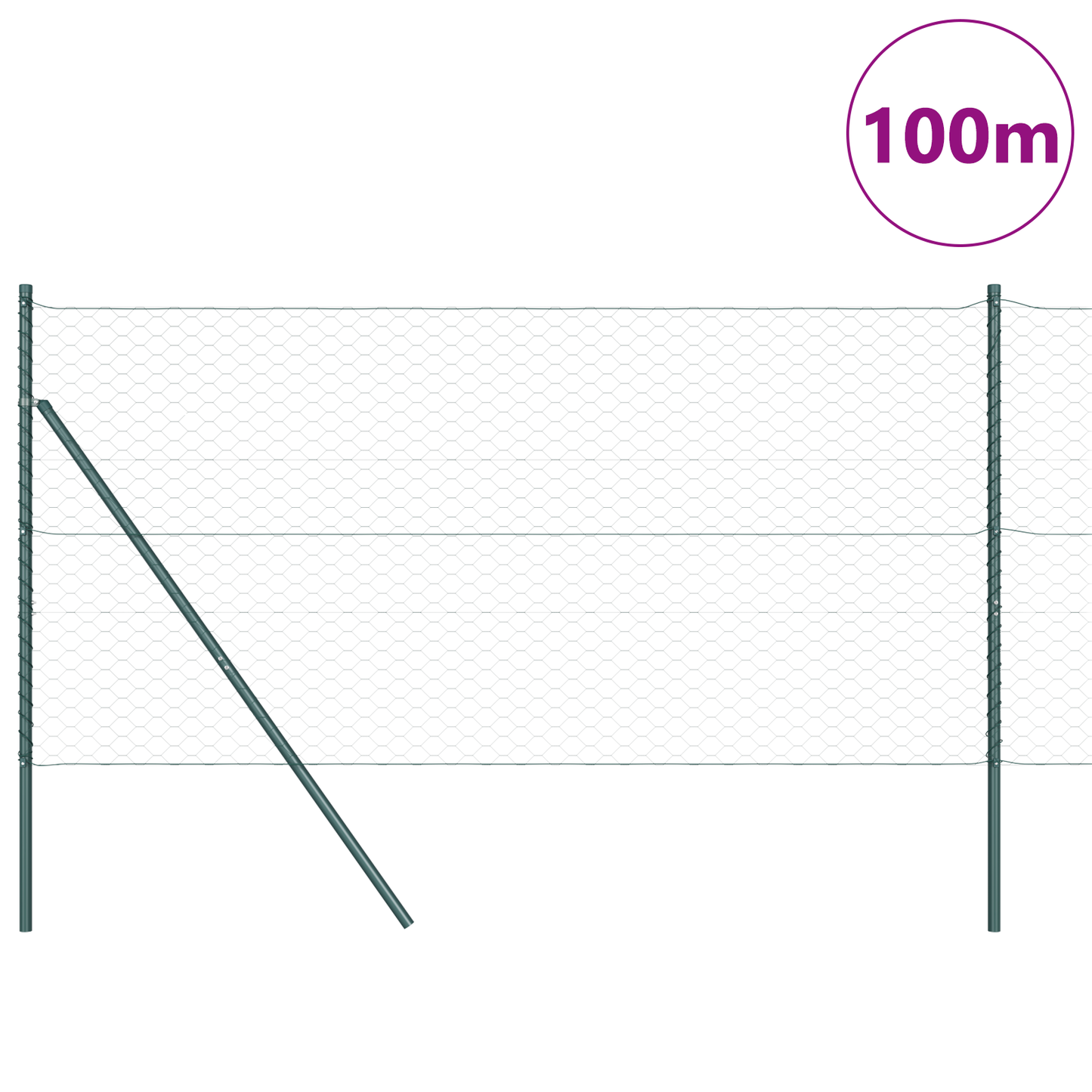 Sekskantet gjerde grunstift 100 x 1,2 m PVC-belagt stål Grønn