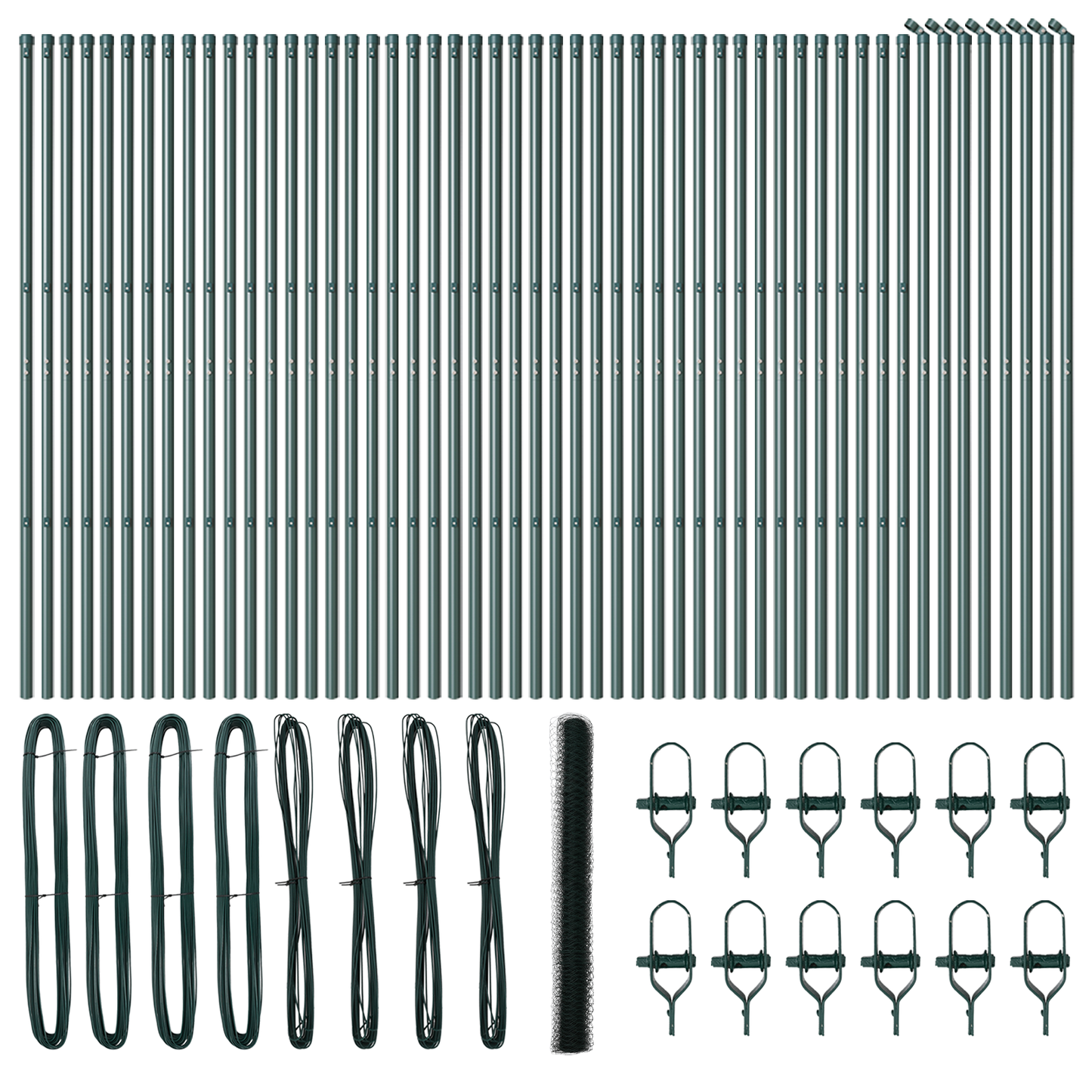 Sekskantet gjerde grunstift 100 x 1,6 m PVC-belagt stål Grønn