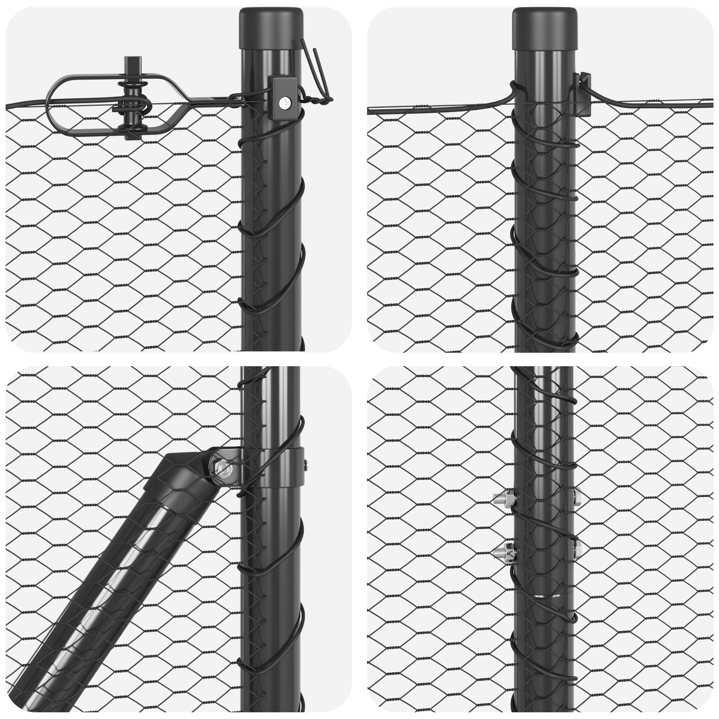 Sekskantet gjerde grunstift 10 x 1,2 m PVC-belagt stål Grå Mesh