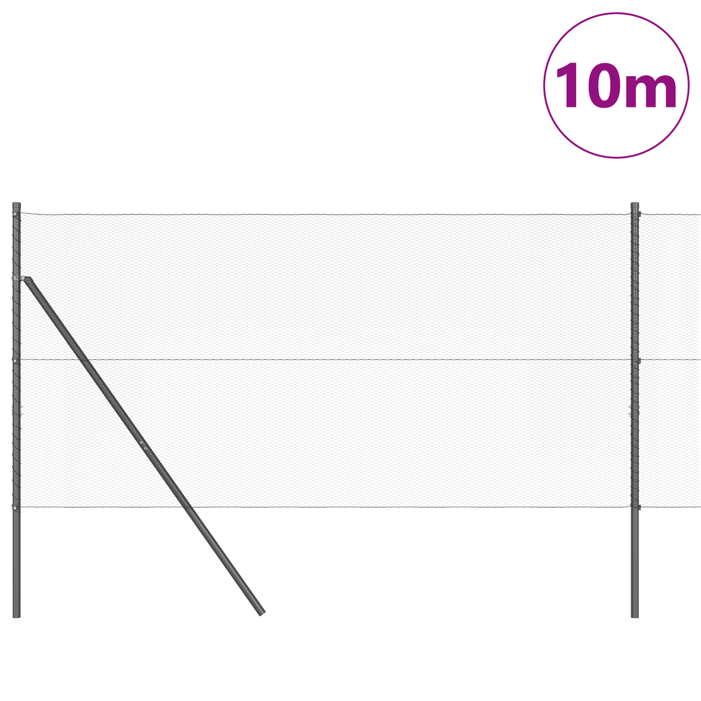 Sekskantet gjerde grunstift 10 x 1,2 m PVC-belagt stål Grå Mesh