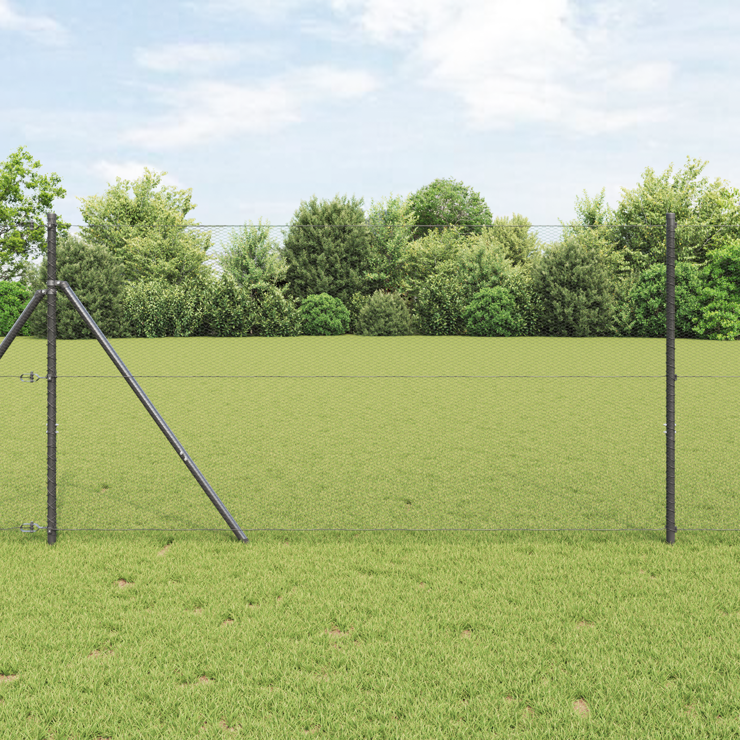 Sekskantet gjerde grunstift 10 x 1,2 m PVC-belagt stål Grå Mesh